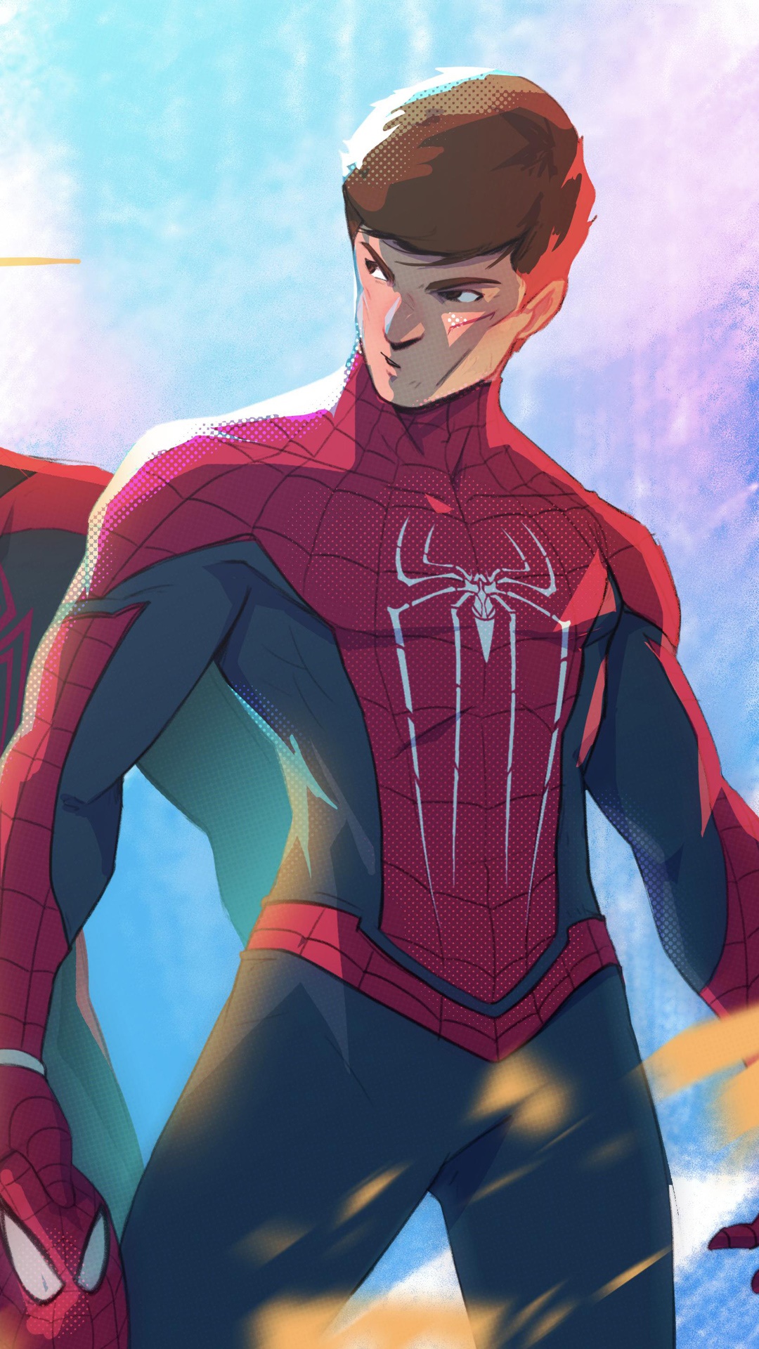 Artwork of Spiderman in a red and blue suit HD Phone Wallpaper