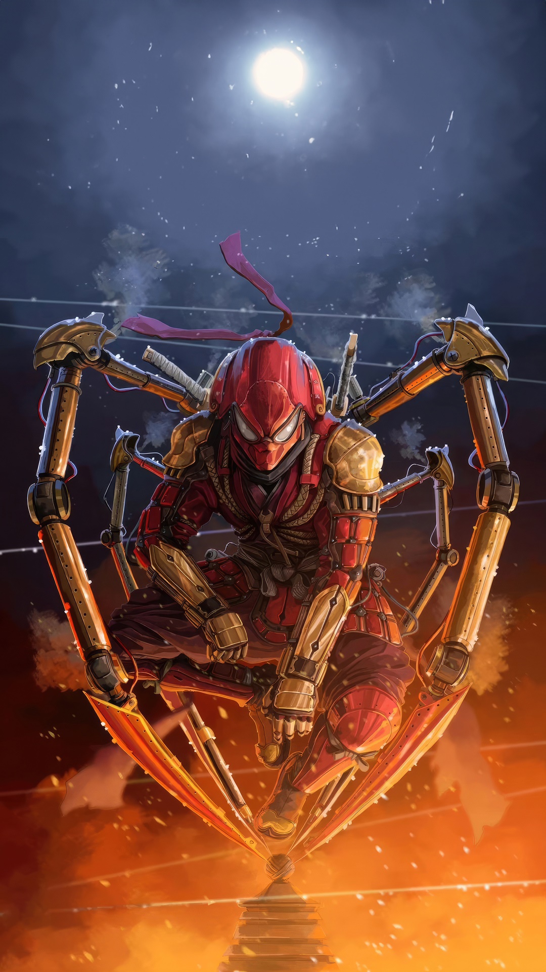 Samurai Spiderman Artwork HD Phone Wallpaper