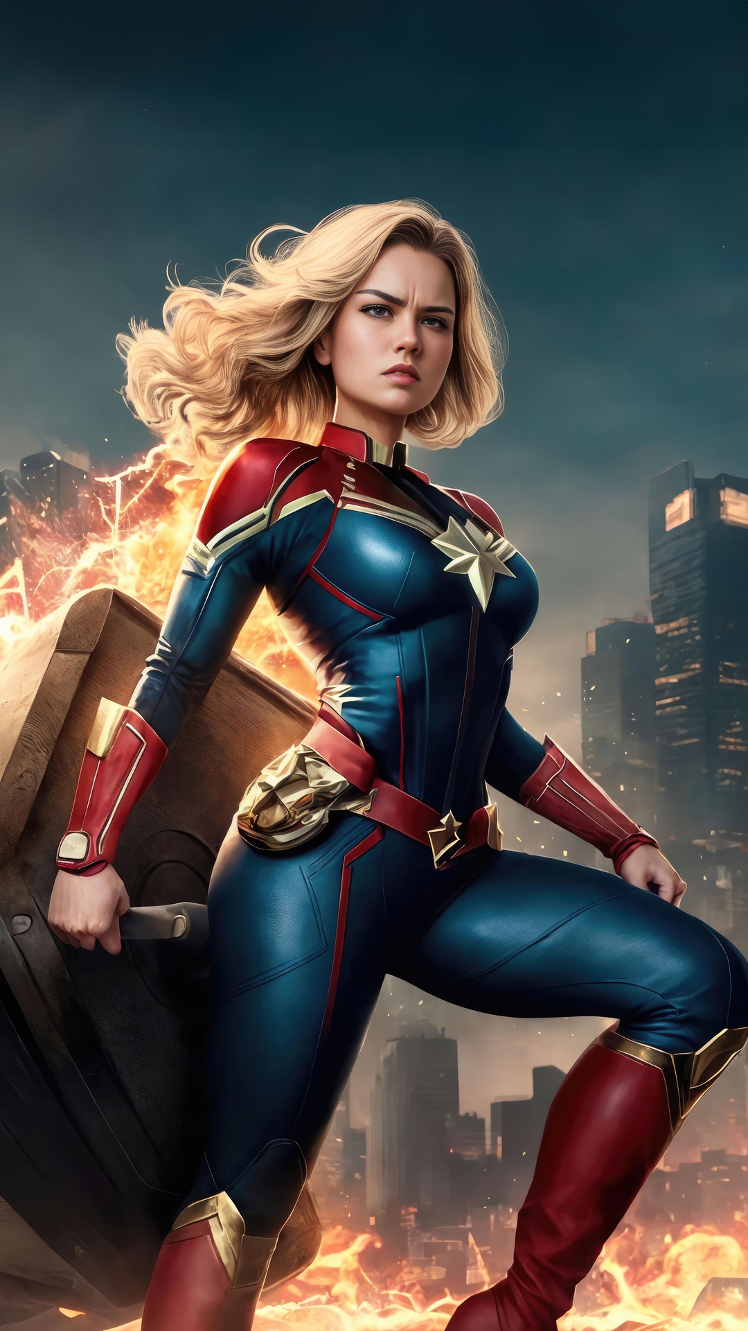 Captain Marvel Artwork 4K HD Phone Wallpaper