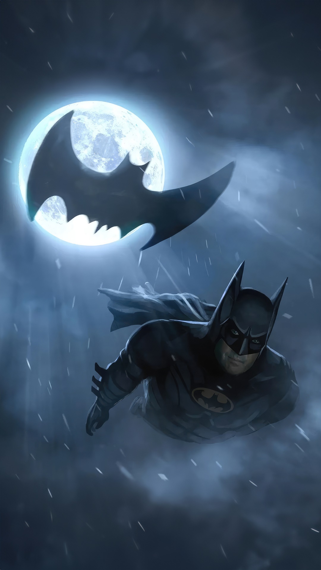 Batman flying in front of the moon HD Phone Wallpaper
