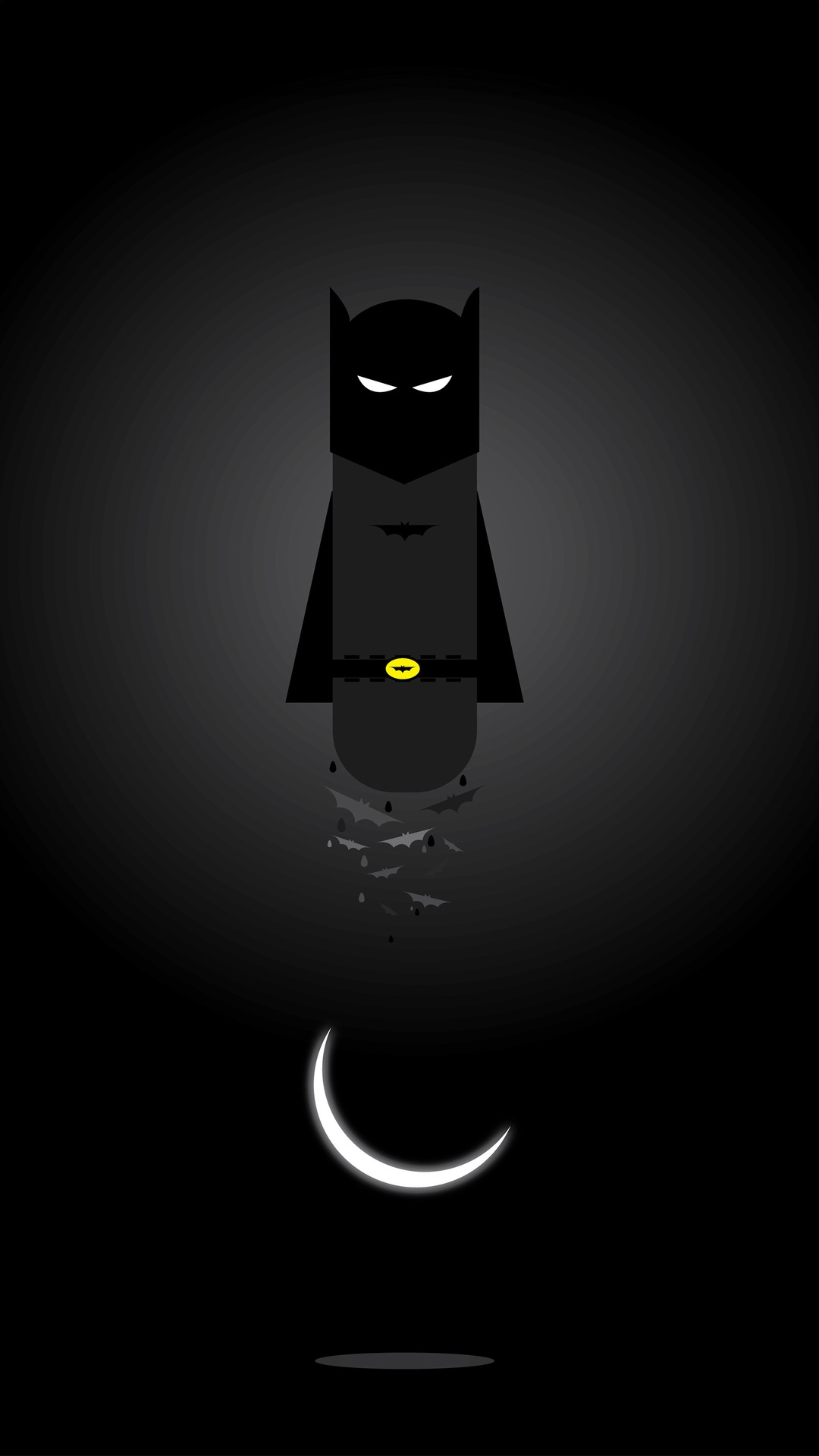 Minimalist Batman Artwork with Crescent Moon HD Phone Wallpaper