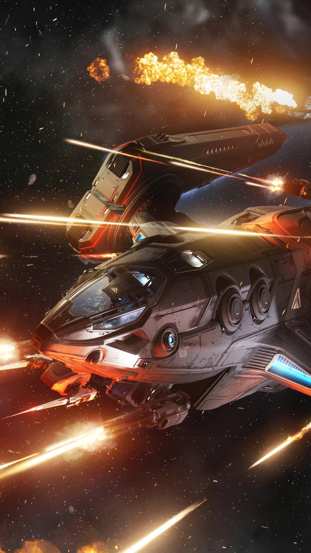 Star Citizen spaceships in combat HD Phone Wallpaper