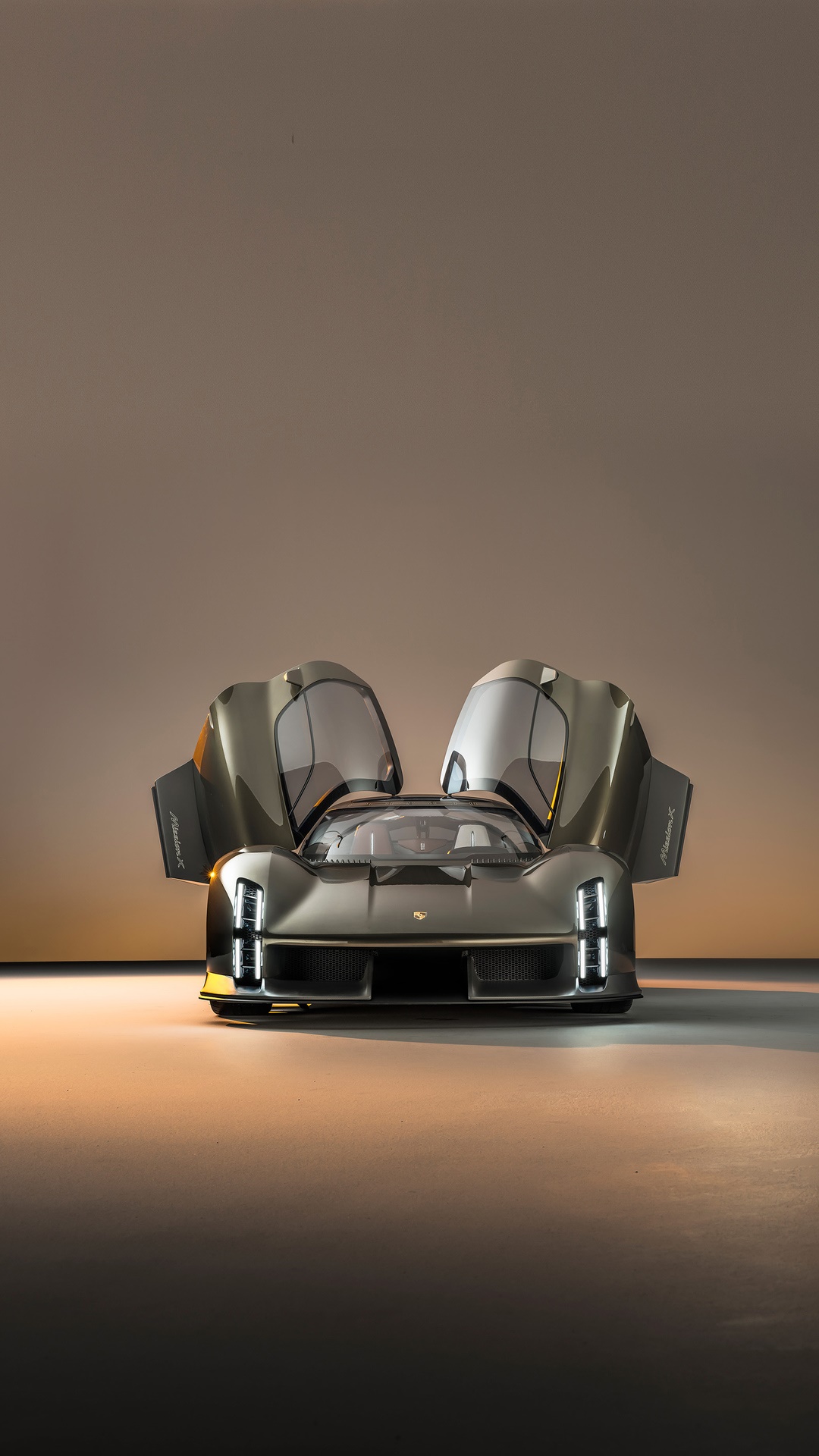 Porsche Mission X concept car with doors open HD Phone Wallpaper