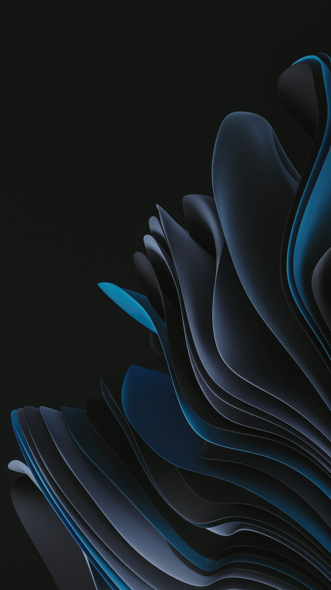 Windows 11 abstract blue and dark flowing shapes HD Phone Wallpaper