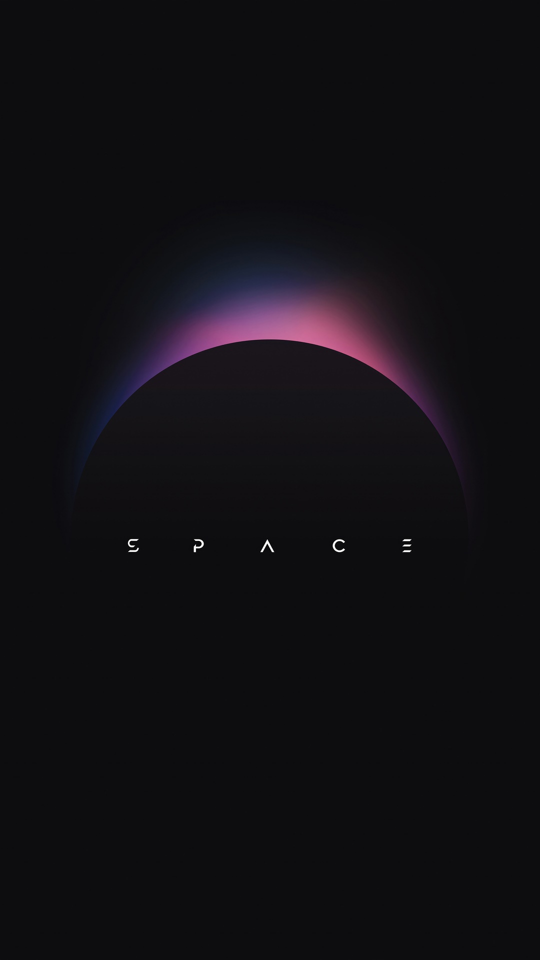 Space with a colorful eclipse and text HD Phone Wallpaper
