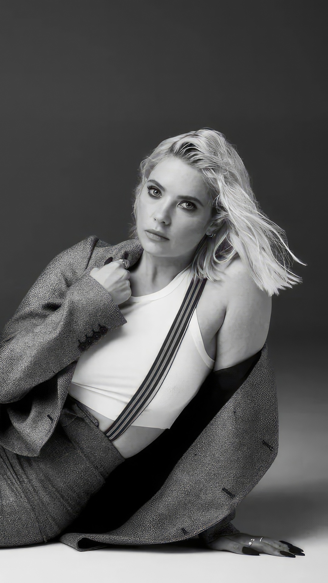 Ashley Benson in a suit HD Phone Wallpaper