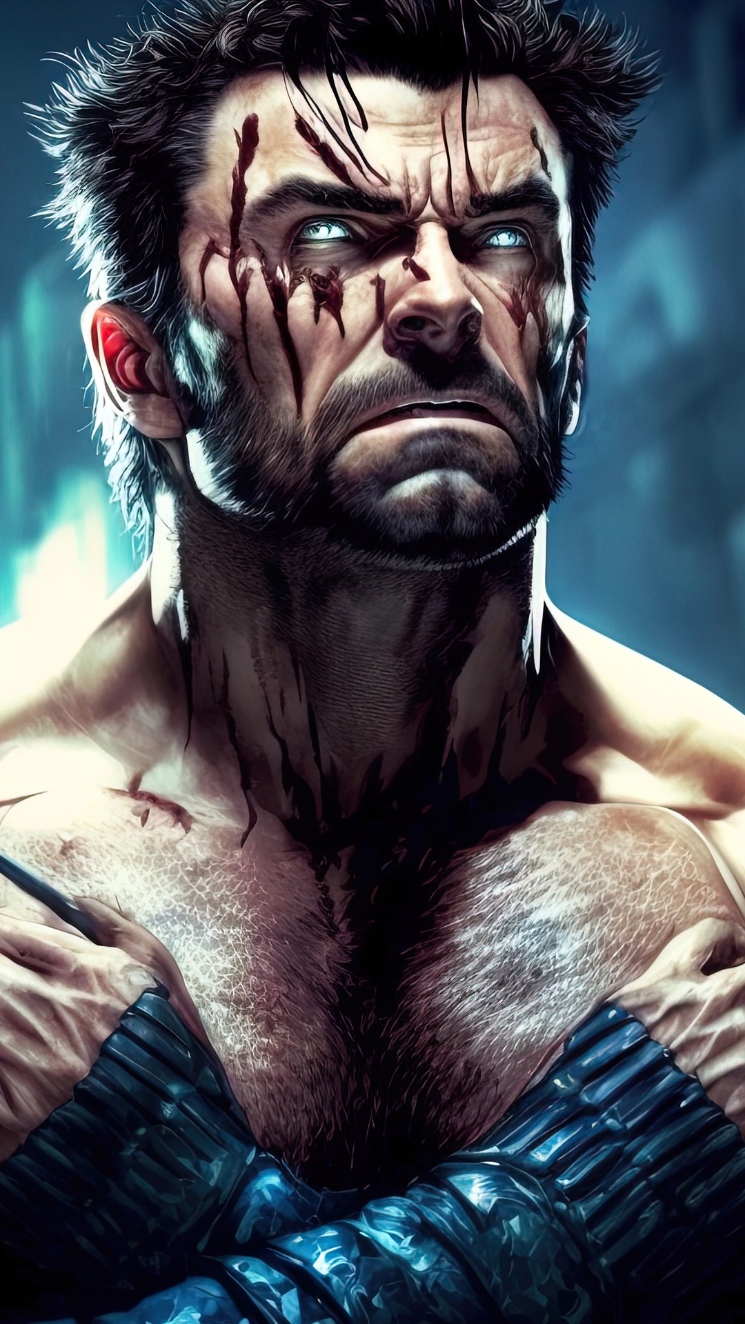 Wolverine with blood on his face HD Phone Wallpaper