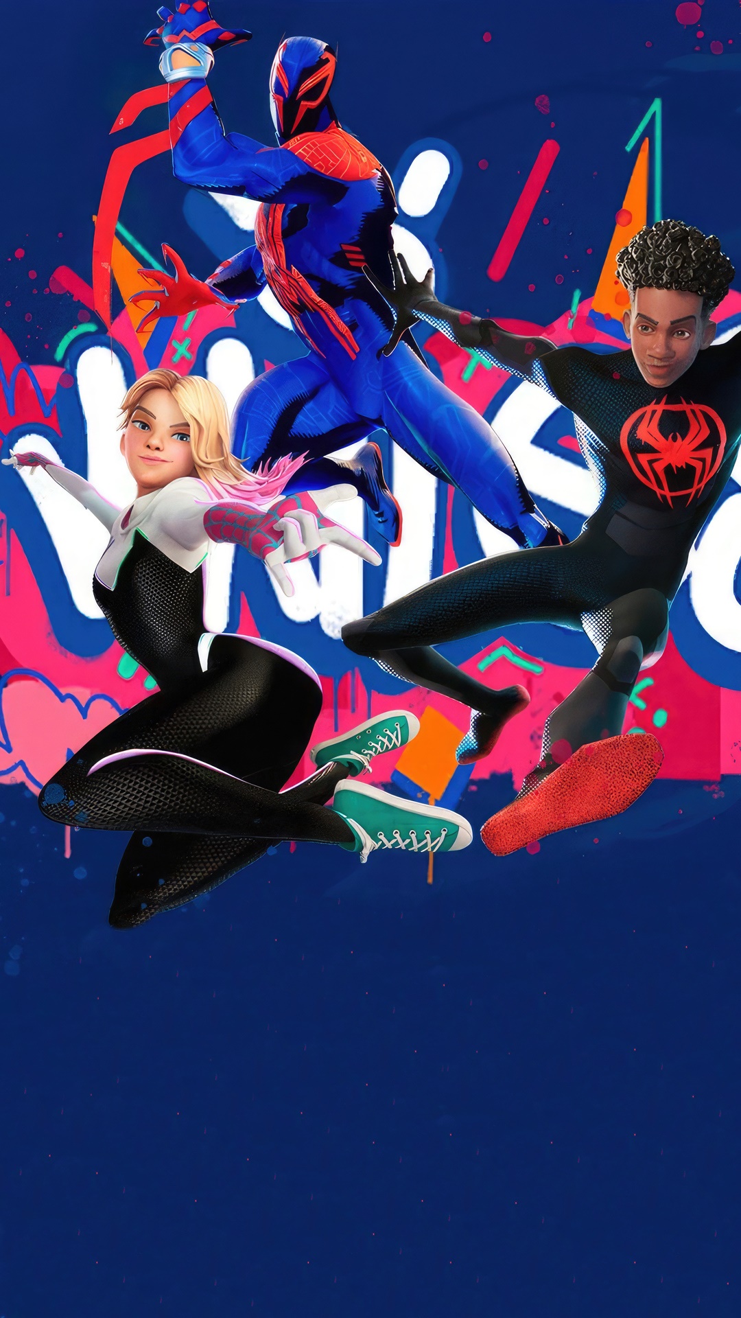 Spider-Man: Across the Spider-Verse characters in action HD Phone Wallpaper