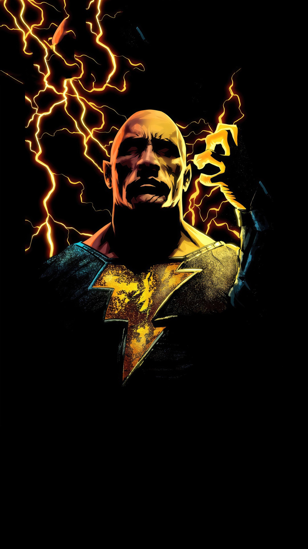Black Adam surrounded by lightning HD Phone Wallpaper