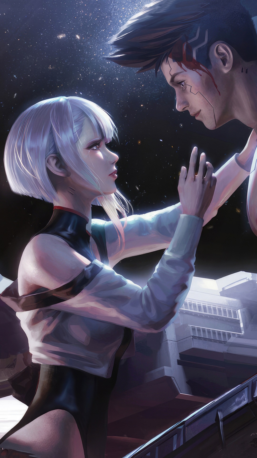 Lucy and David from Cyberpunk Edgerunners in 4K HD Phone Wallpaper