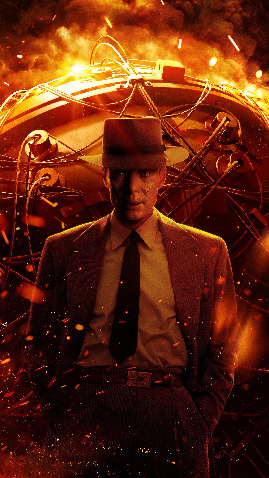 Cillian Murphy as Oppenheimer in front of a bomb HD Phone Wallpaper