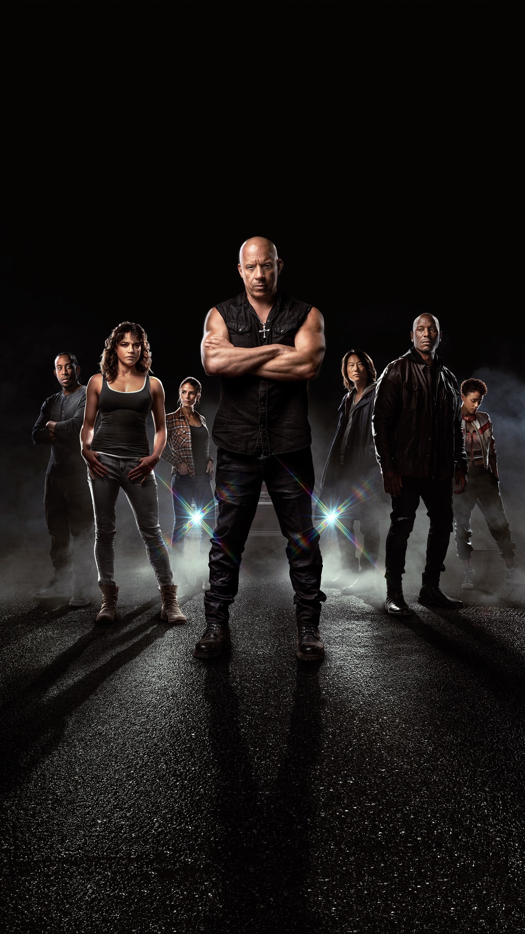 Fast X Cast Poses on a Dark Road HD Phone Wallpaper
