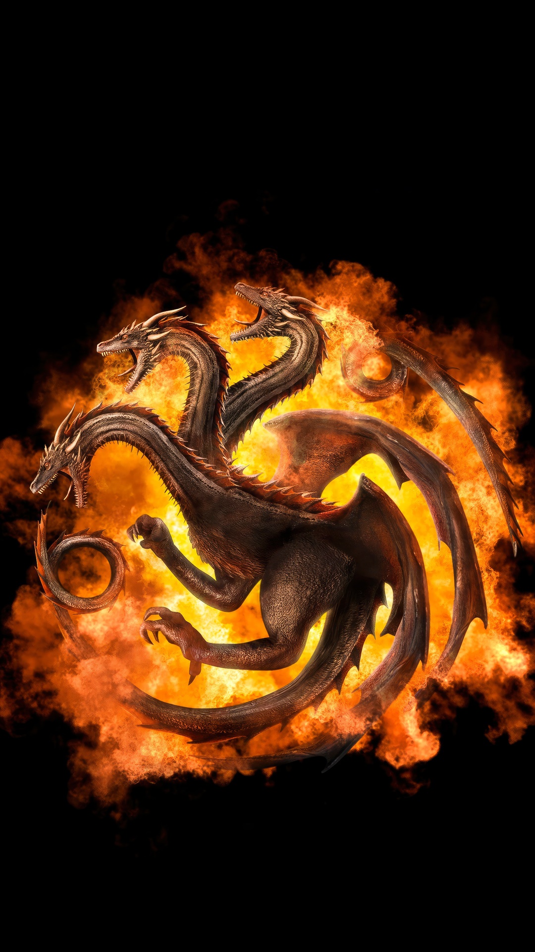 House of the Dragon 4K Three-Headed Dragon in Fire HD Phone Wallpaper