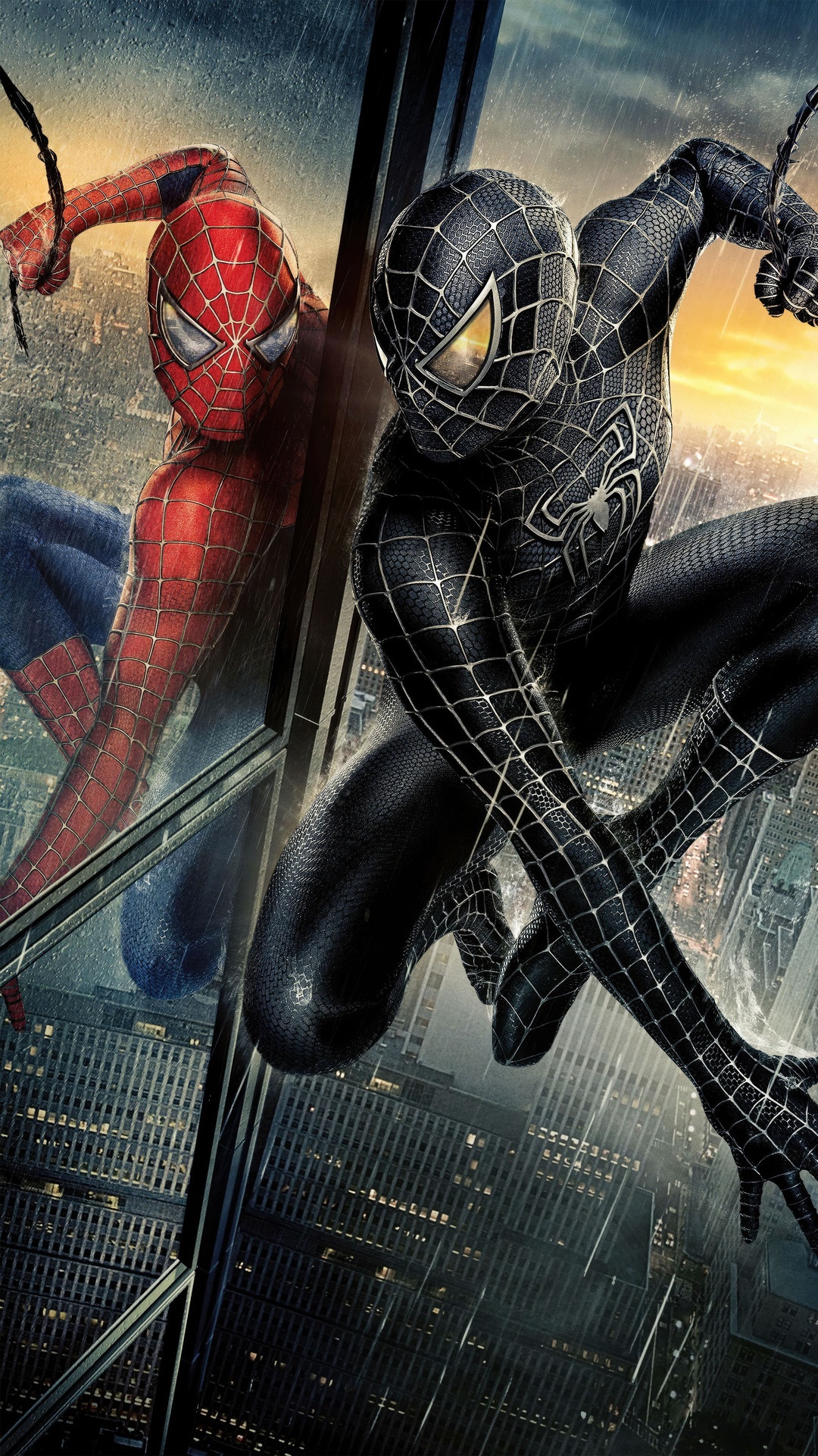 Spider-Man in Black and Red Suits HD Phone Wallpaper