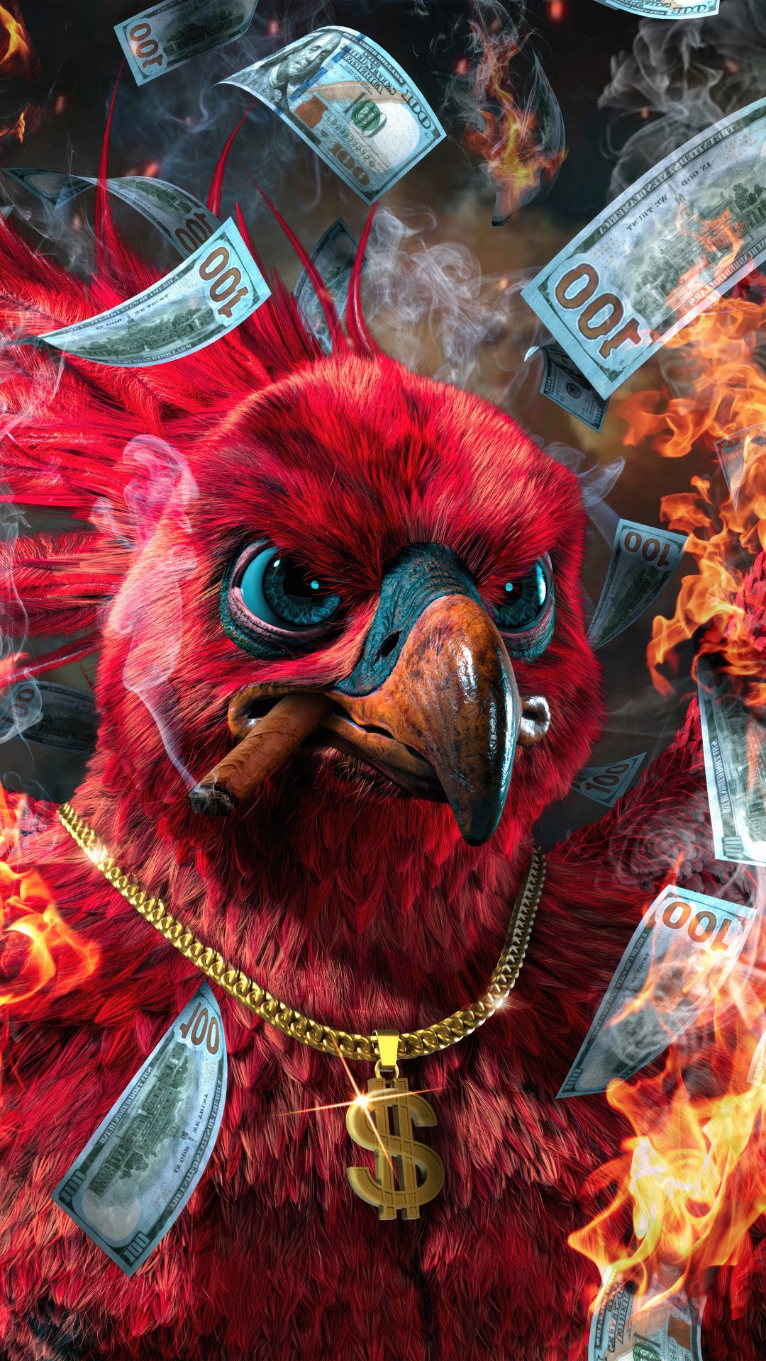 Phoenix with cigar and money necklace HD Phone Wallpaper