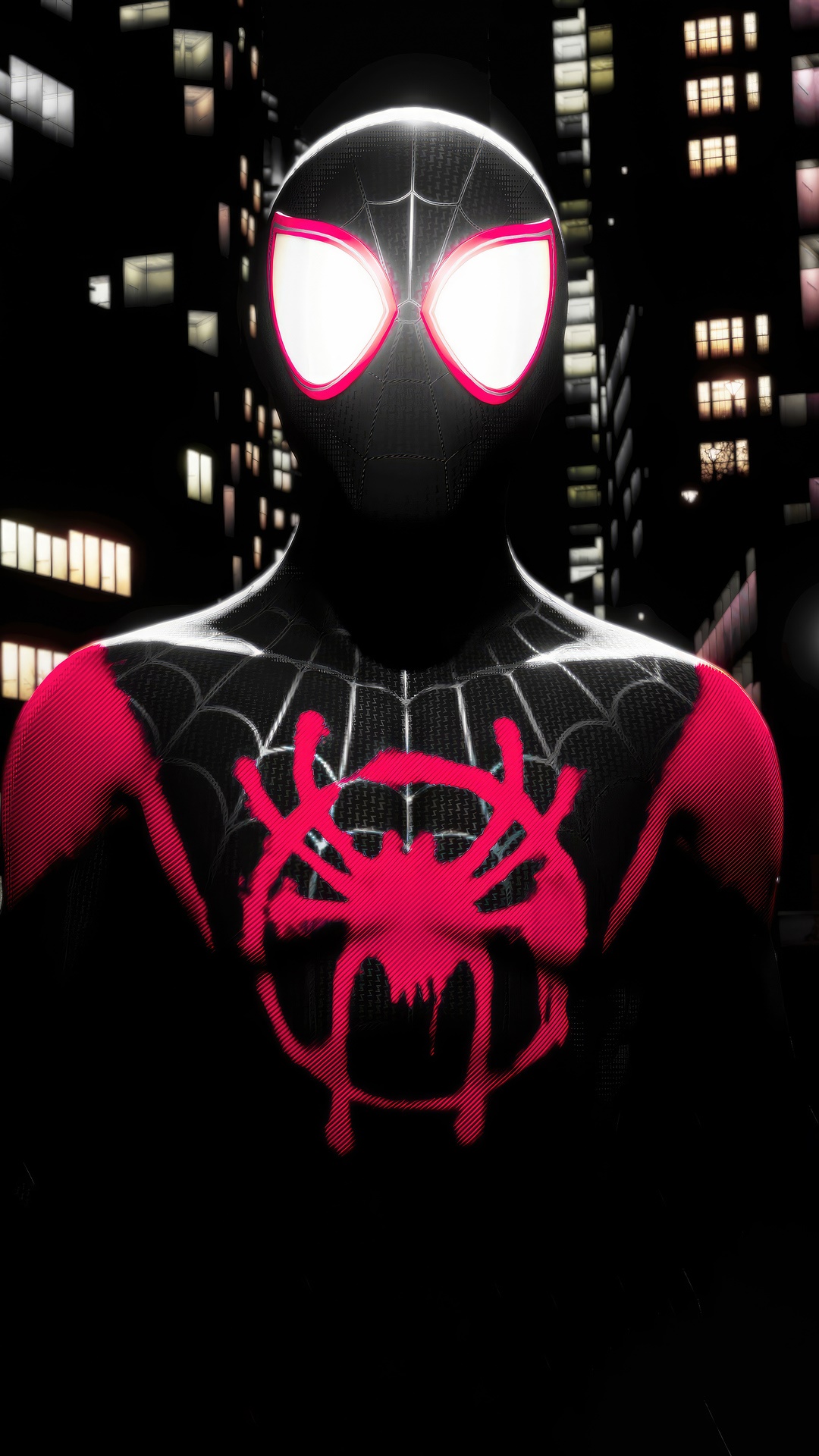 Spider-Man Miles Morales in a dark city HD Phone Wallpaper