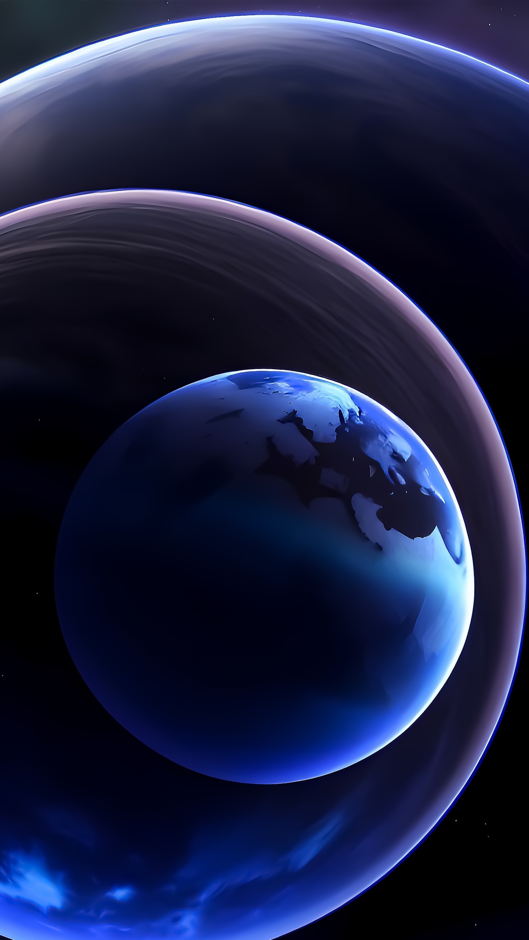 Abstract digital art of planets and rings HD Phone Wallpaper
