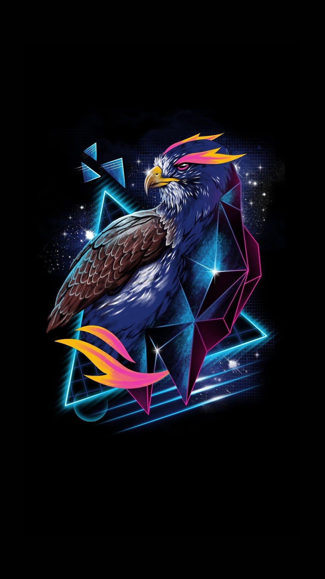 Digital art of an eagle with geometric shapes HD Phone Wallpaper