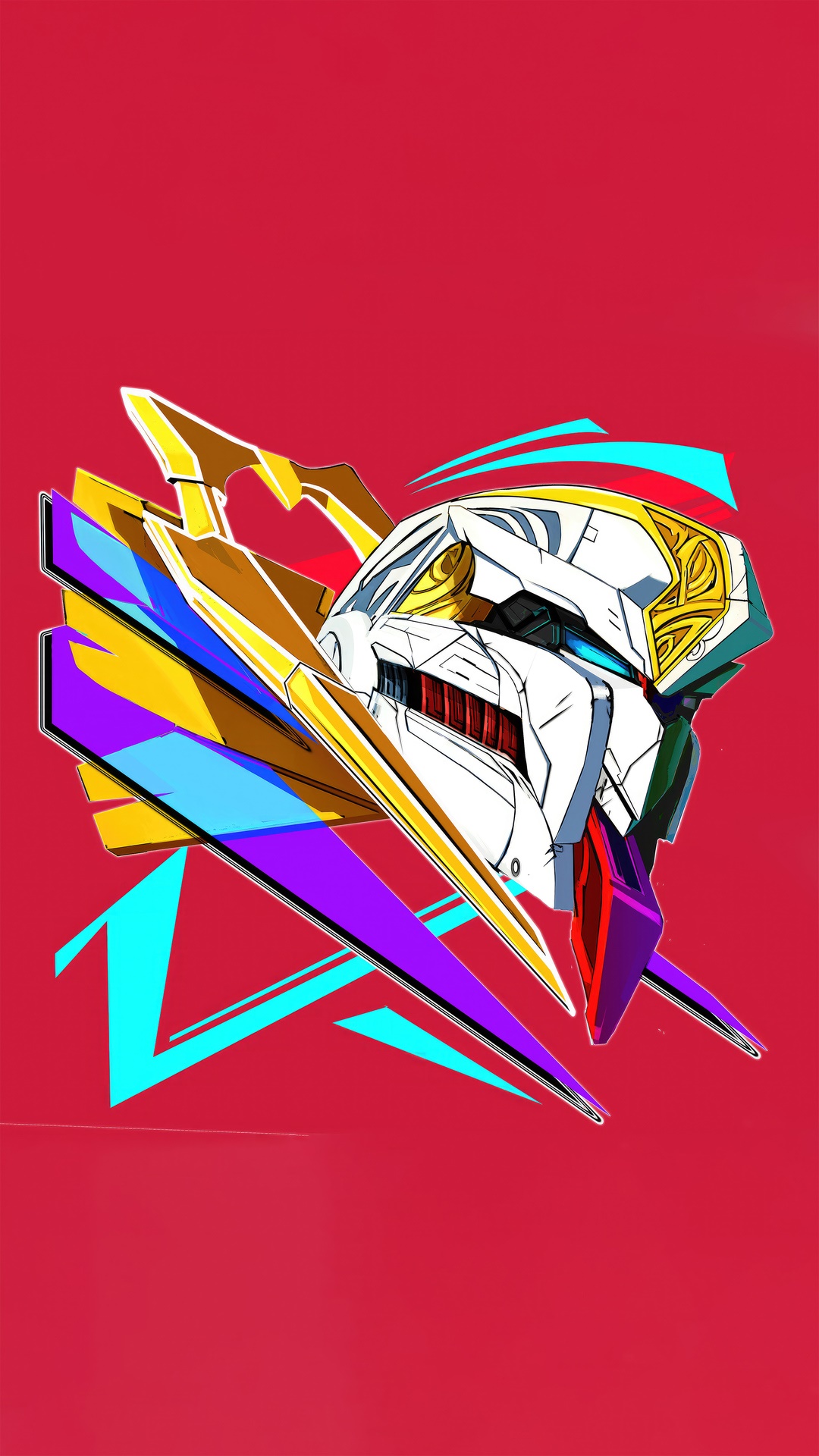 Gundam Artwork with Abstract Geometric Shapes HD Phone Wallpaper