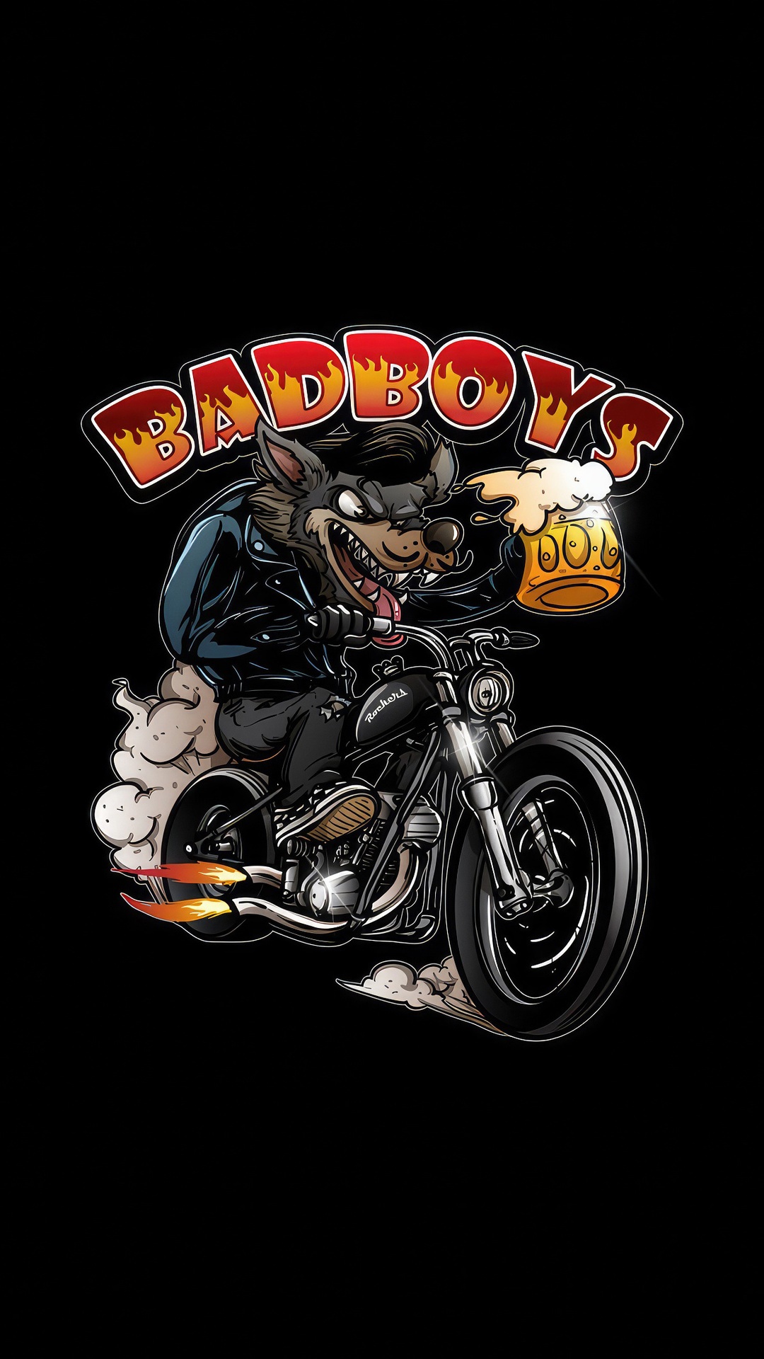 Bad Boys wolf riding a motorcycle with beer HD Phone Wallpaper