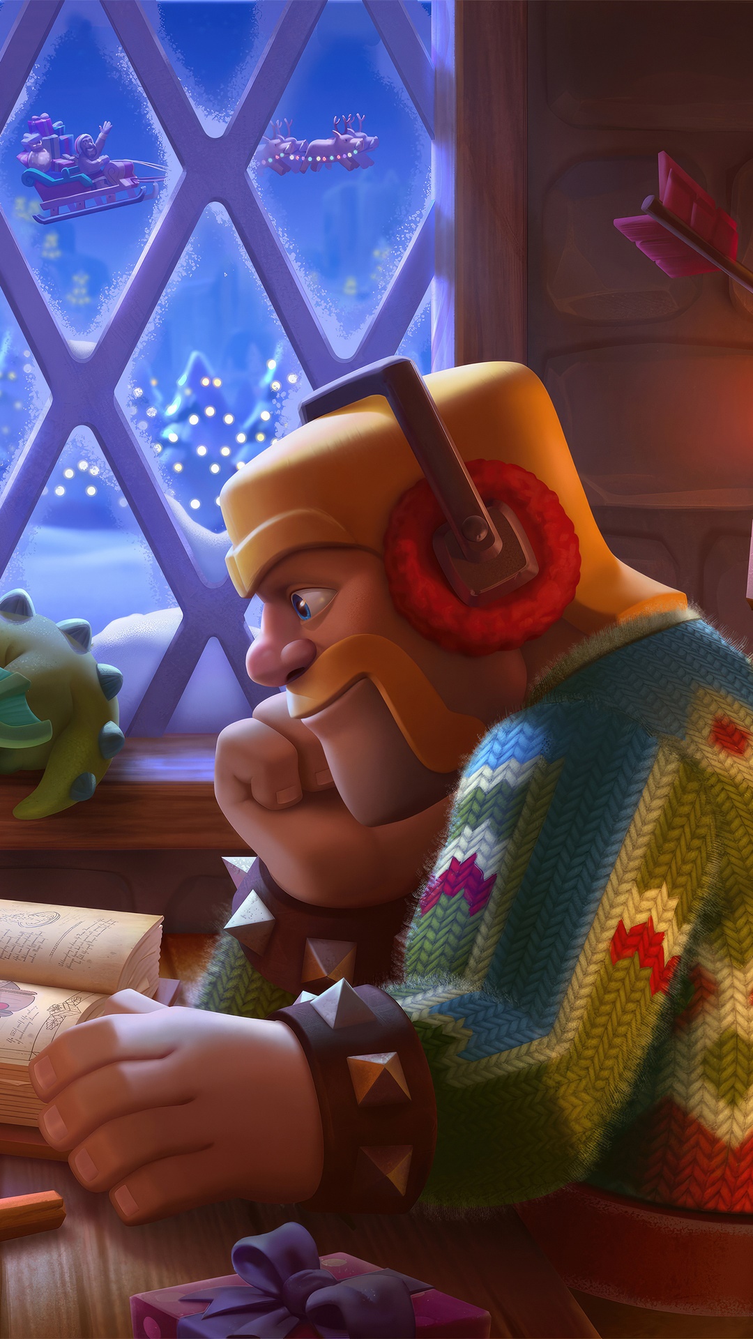 Clash of Clans Barbarian wearing a Christmas sweater HD Phone Wallpaper