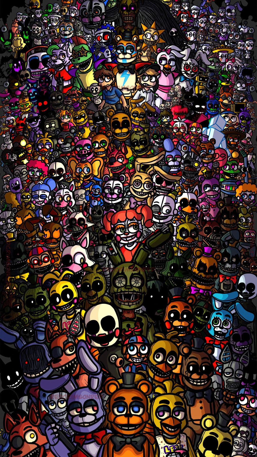 Five Nights at Freddy's characters collage HD Phone Wallpaper