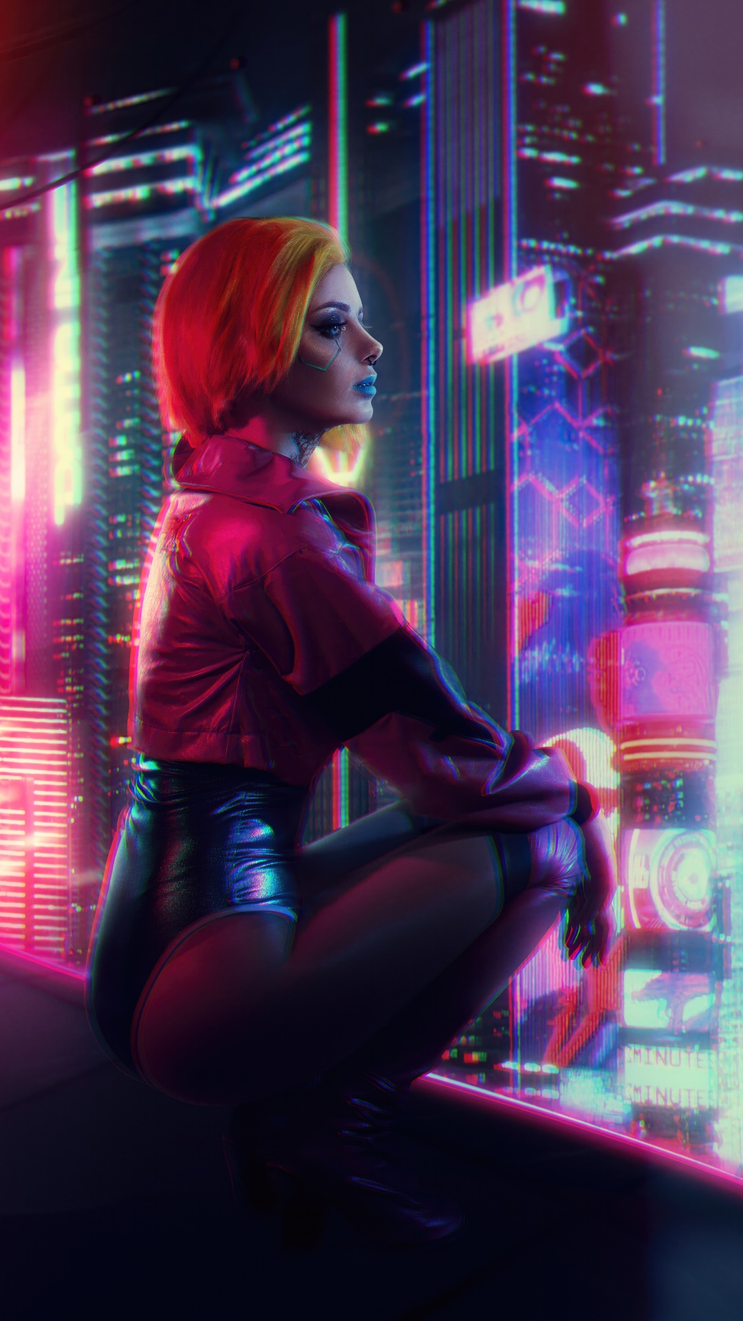 Sci-fi artwork of a woman in a futuristic city HD Phone Wallpaper