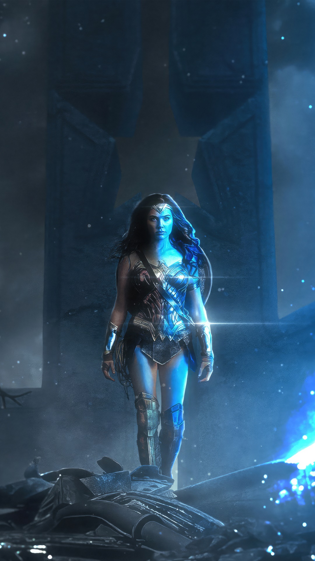 Wonder Woman in a ruined landscape HD Phone Wallpaper