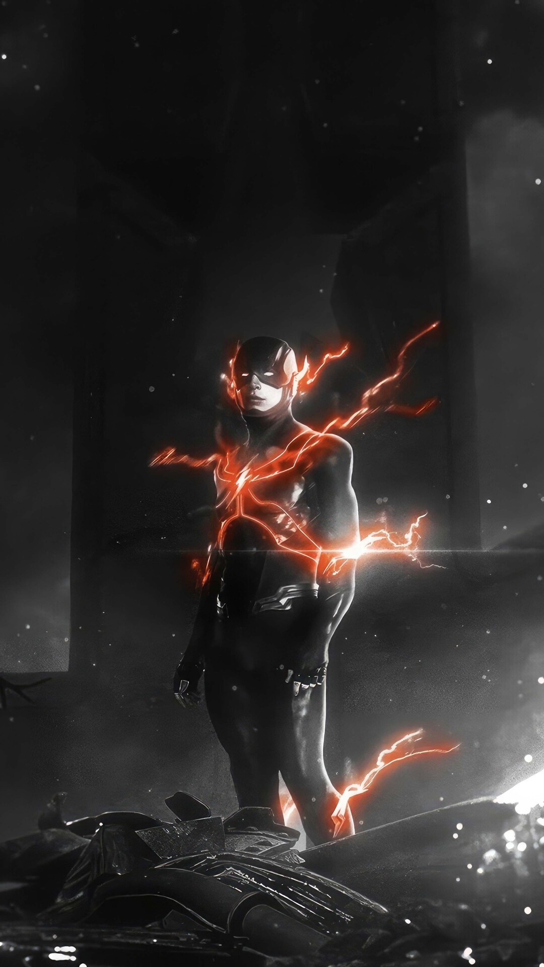 The Flash with red lightning HD Phone Wallpaper