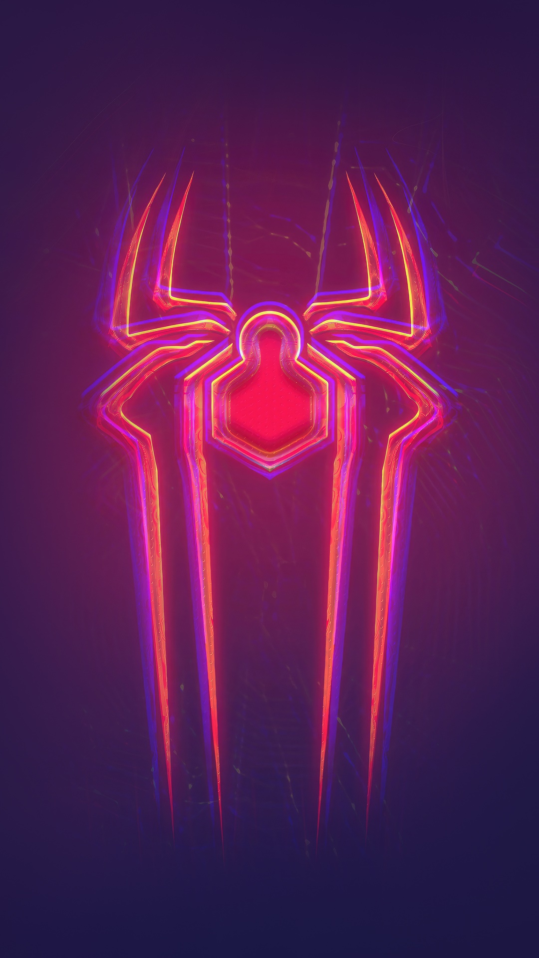Spider-Man logo with neon effect HD Phone Wallpaper
