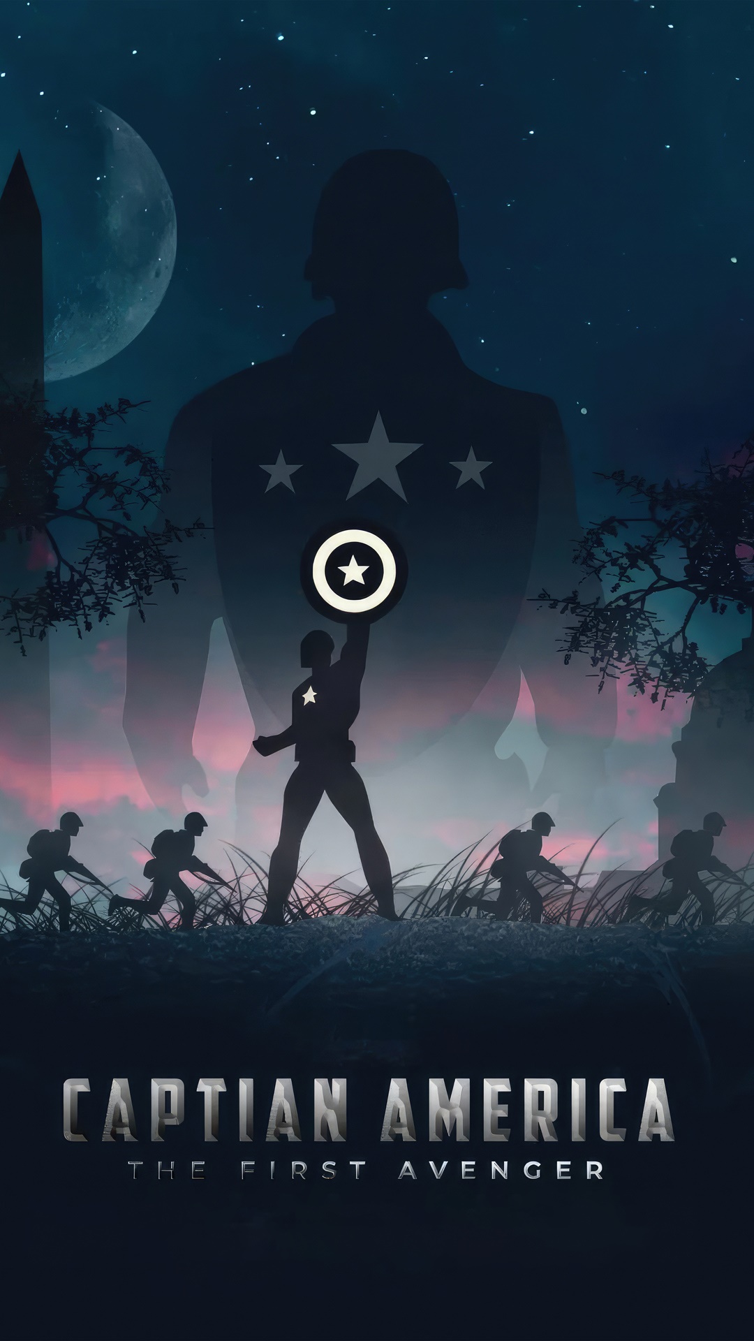 Captain America The First Avenger Silhouette Artwork HD Phone Wallpaper