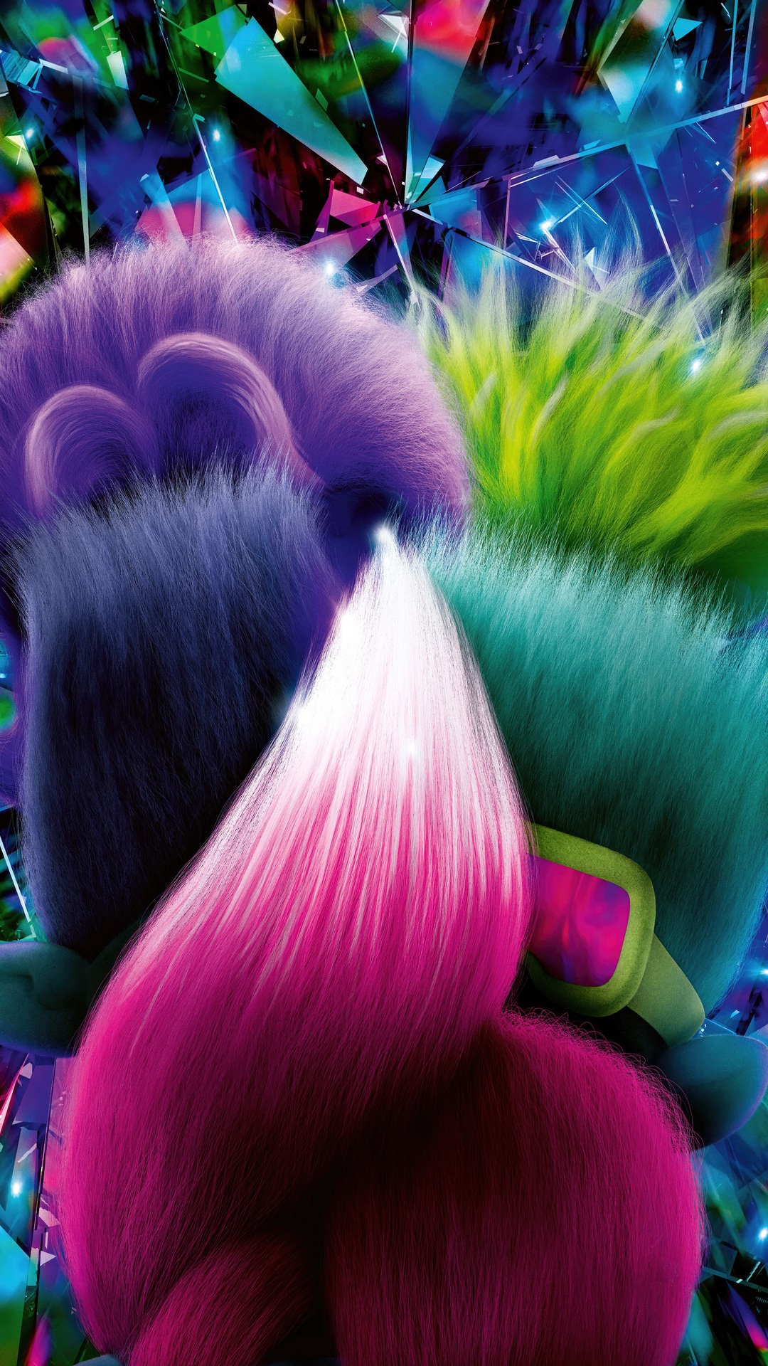 Trolls Band Together: Colorful Trolls Hair HD Phone Wallpaper