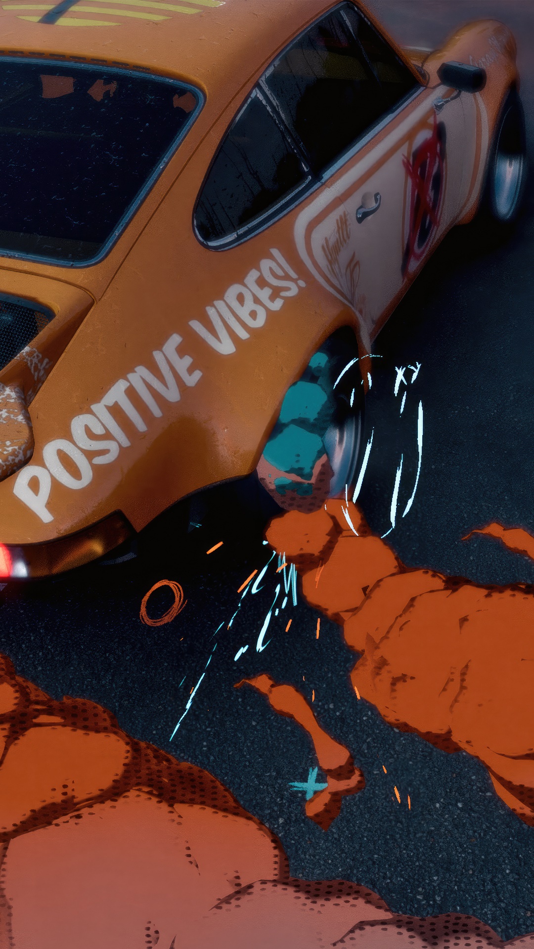 Need for Speed Unbound orange car with "POSITIVE VIBES!" HD Phone Wallpaper