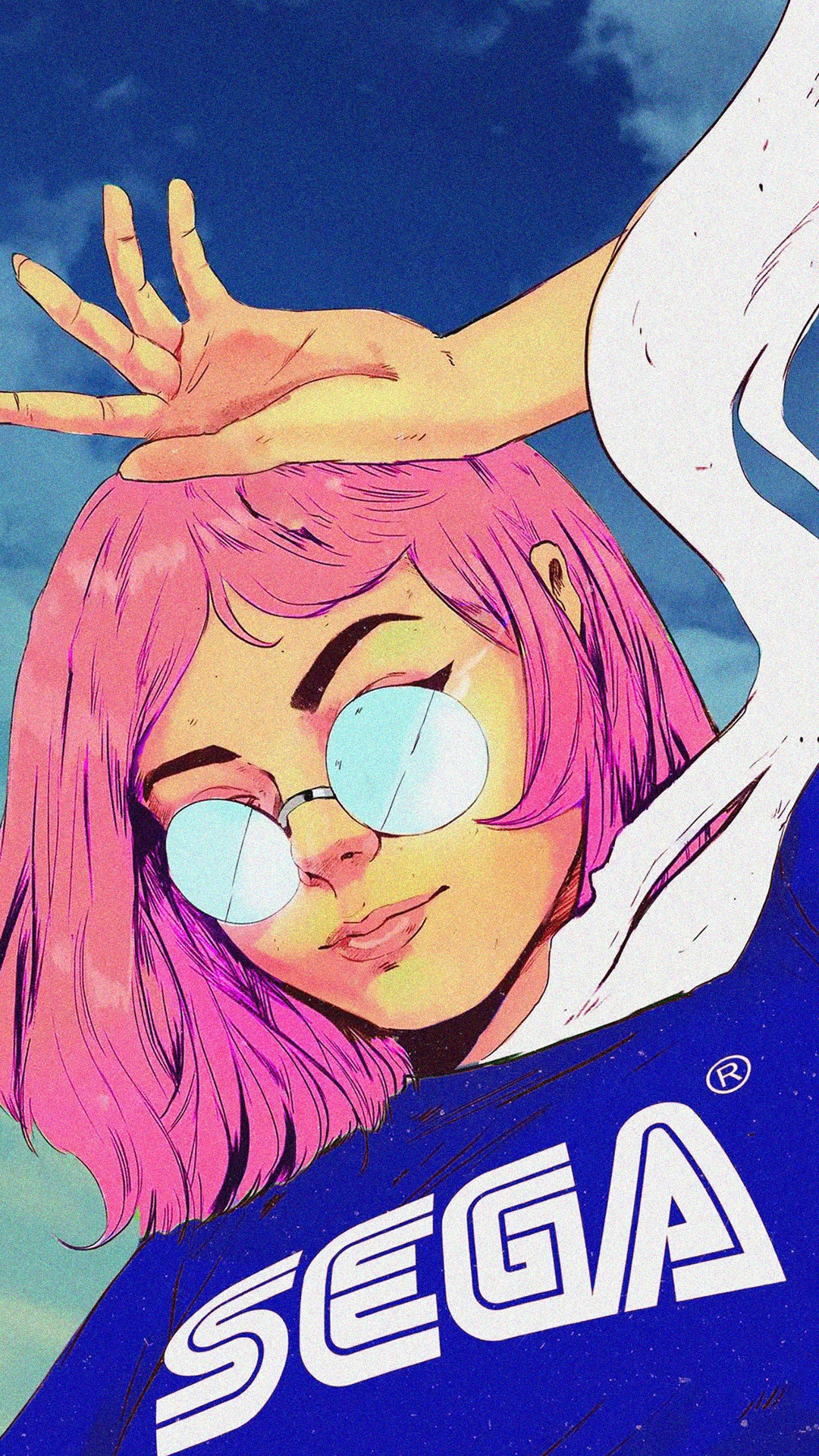 Girl with pink hair wearing a Sega shirt HD Phone Wallpaper