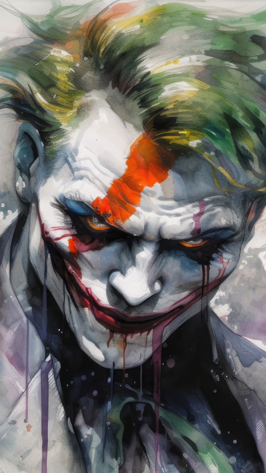 The Joker in a watercolor style HD Phone Wallpaper
