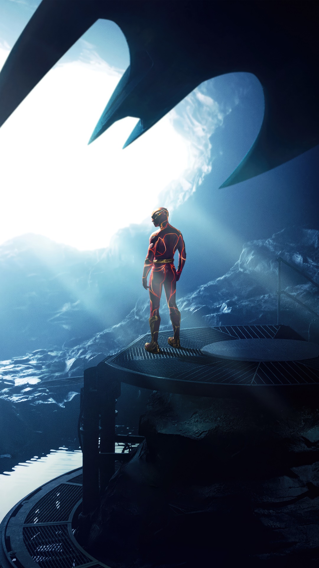The Flash standing on a platform HD Phone Wallpaper