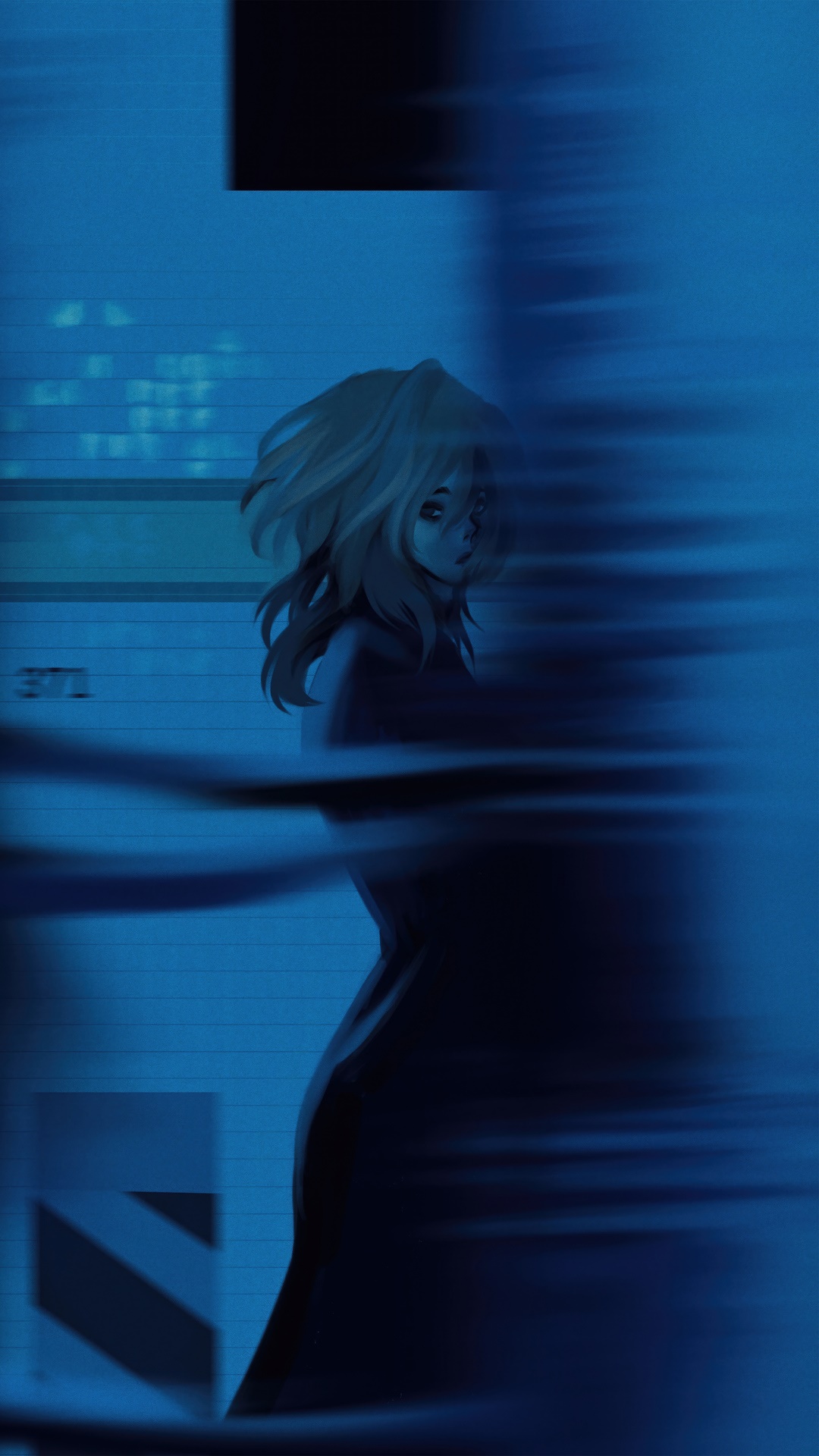 Anime girl with blonde hair in a dark outfit HD Phone Wallpaper