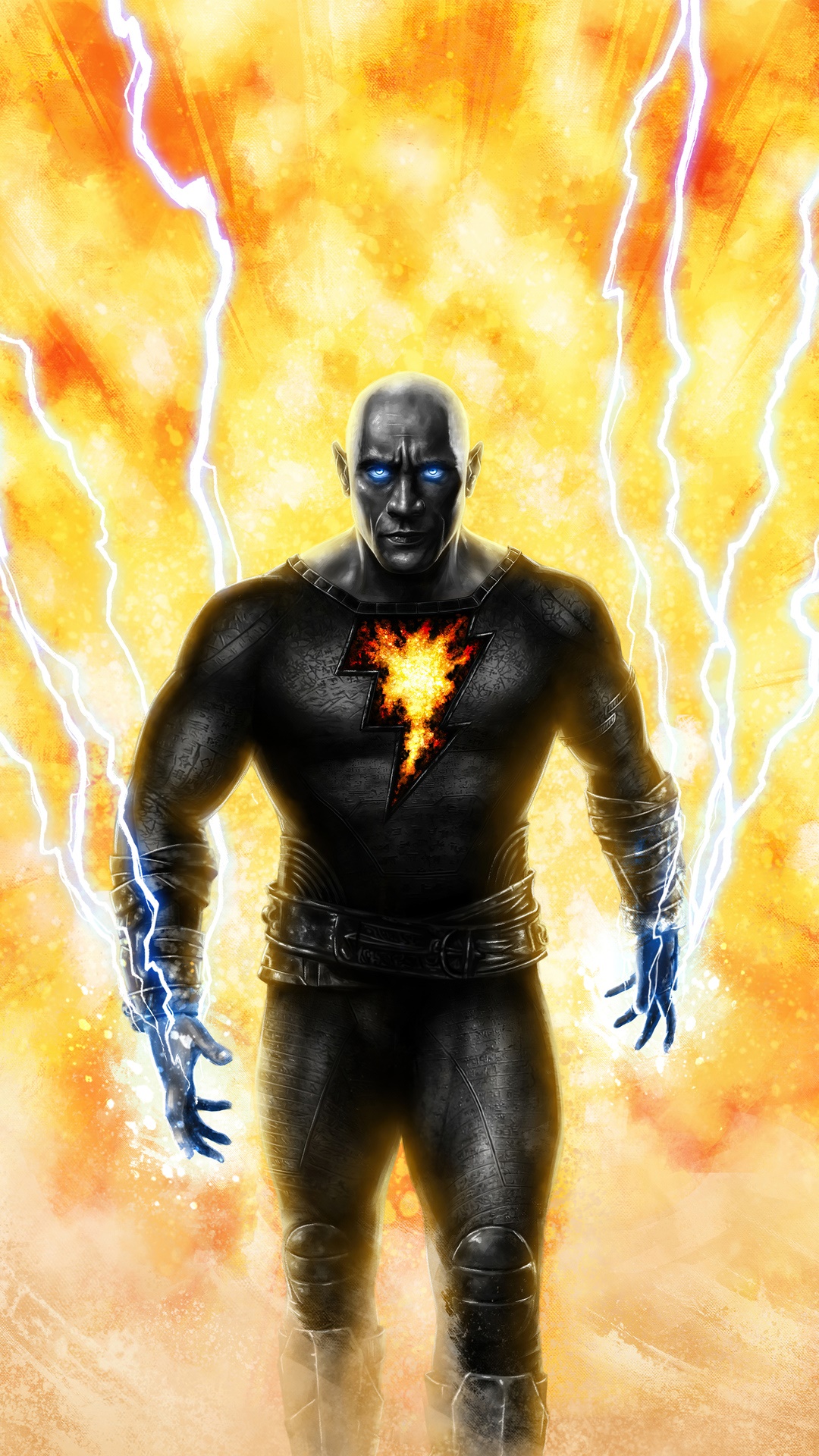 Black Adam with Lightning HD Phone Wallpaper