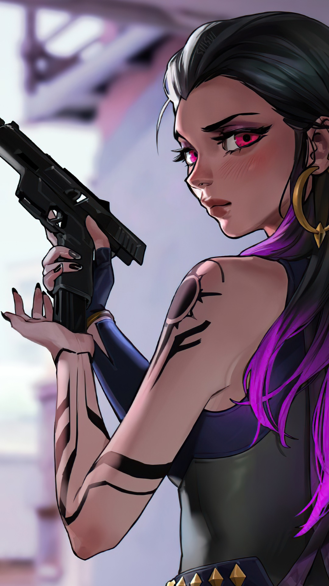 Reyna from Valorant holding a pistol HD Phone Wallpaper