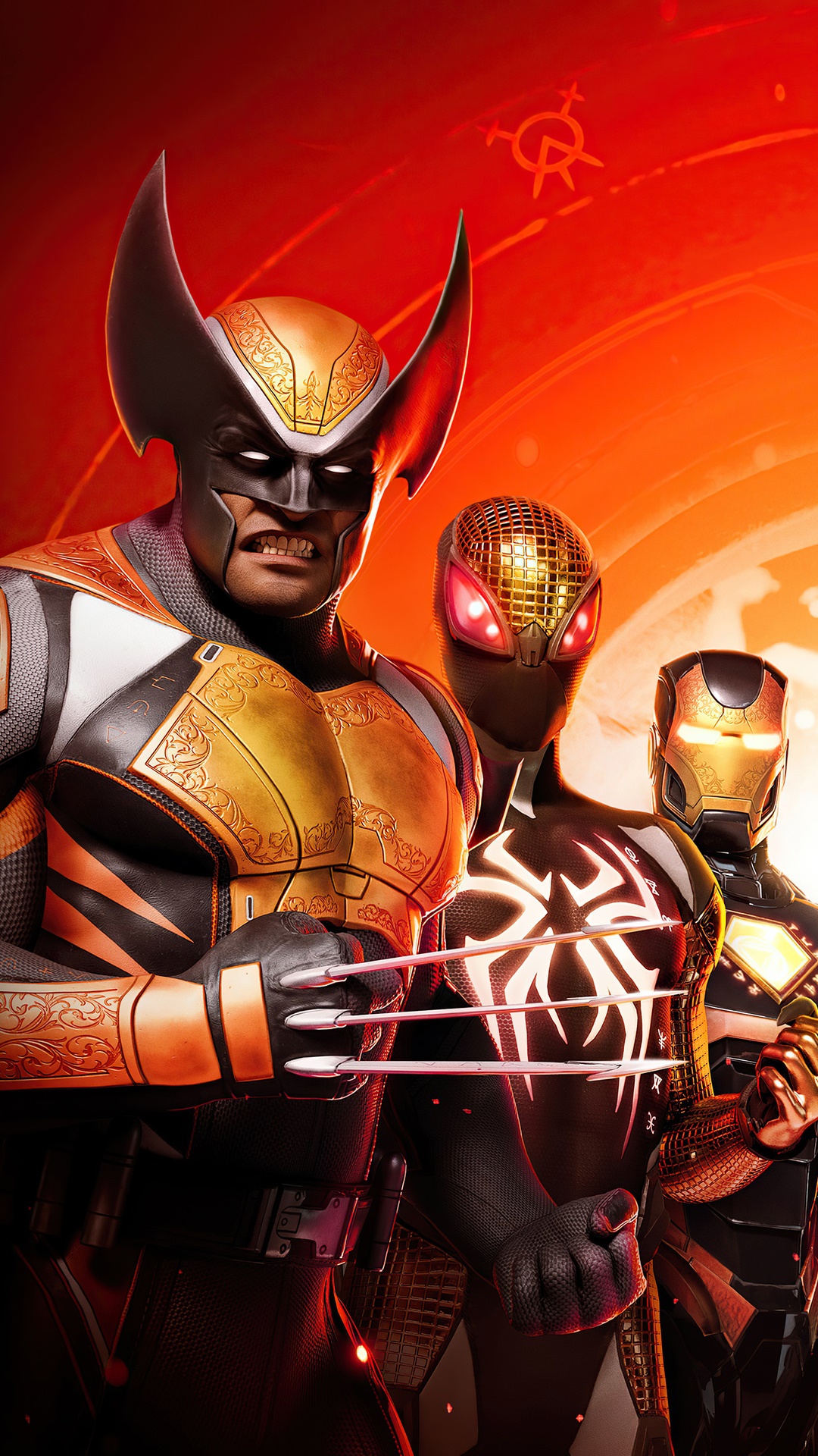 Marvel Midnight Suns Wolverine, Spider-Man, and Iron Man HD Phone Wallpaper