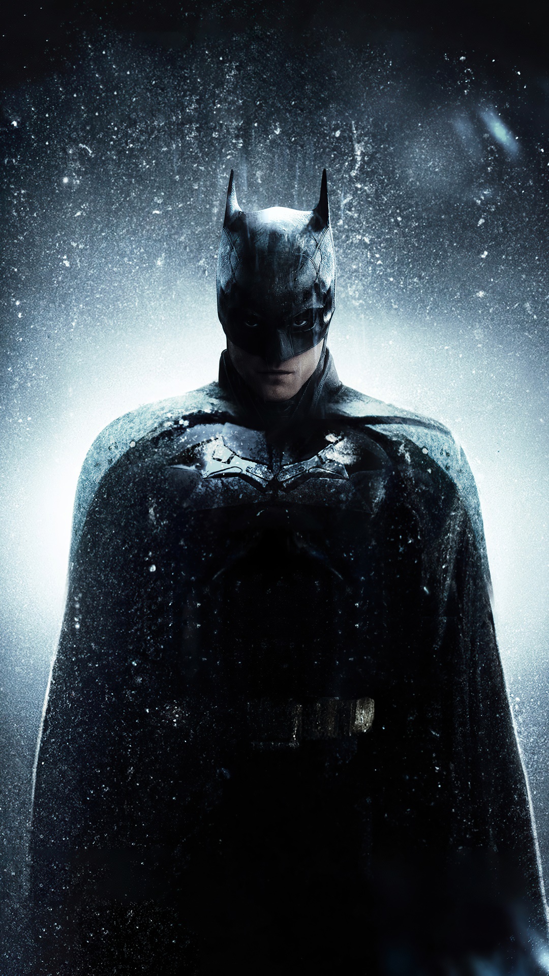 Batman in a dark, snowy environment HD Phone Wallpaper