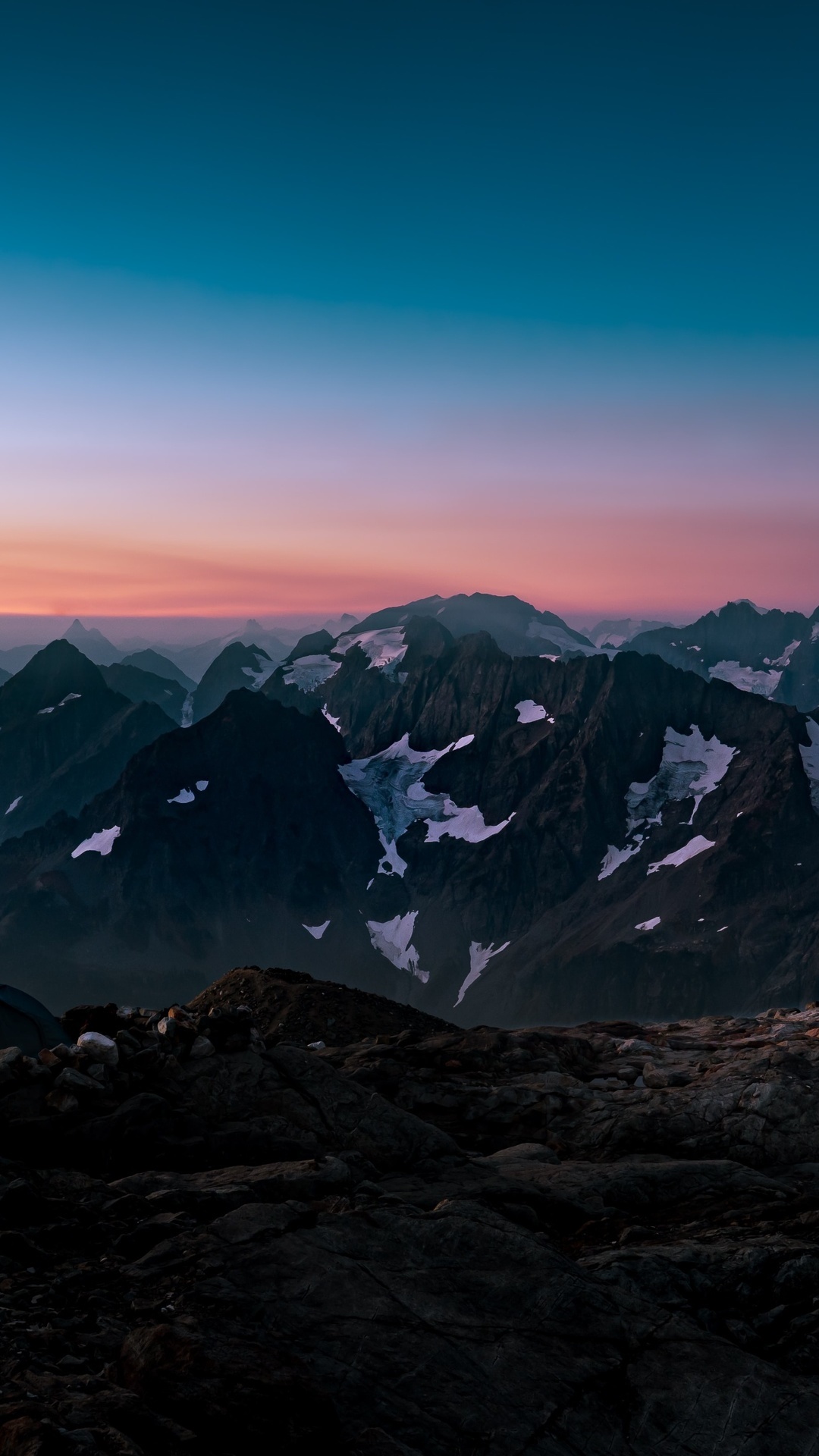 Mountains at sunset with snow and glaciers HD Phone Wallpaper