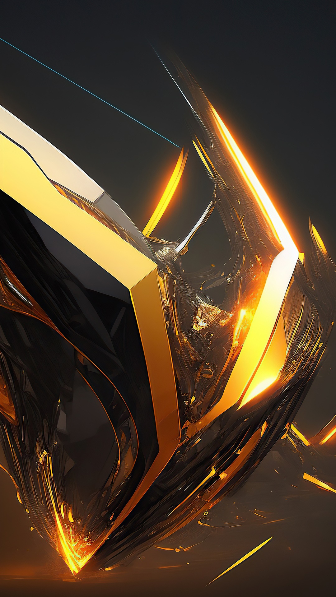 Abstract Digital Art with Gold and Black Elements HD Phone Wallpaper