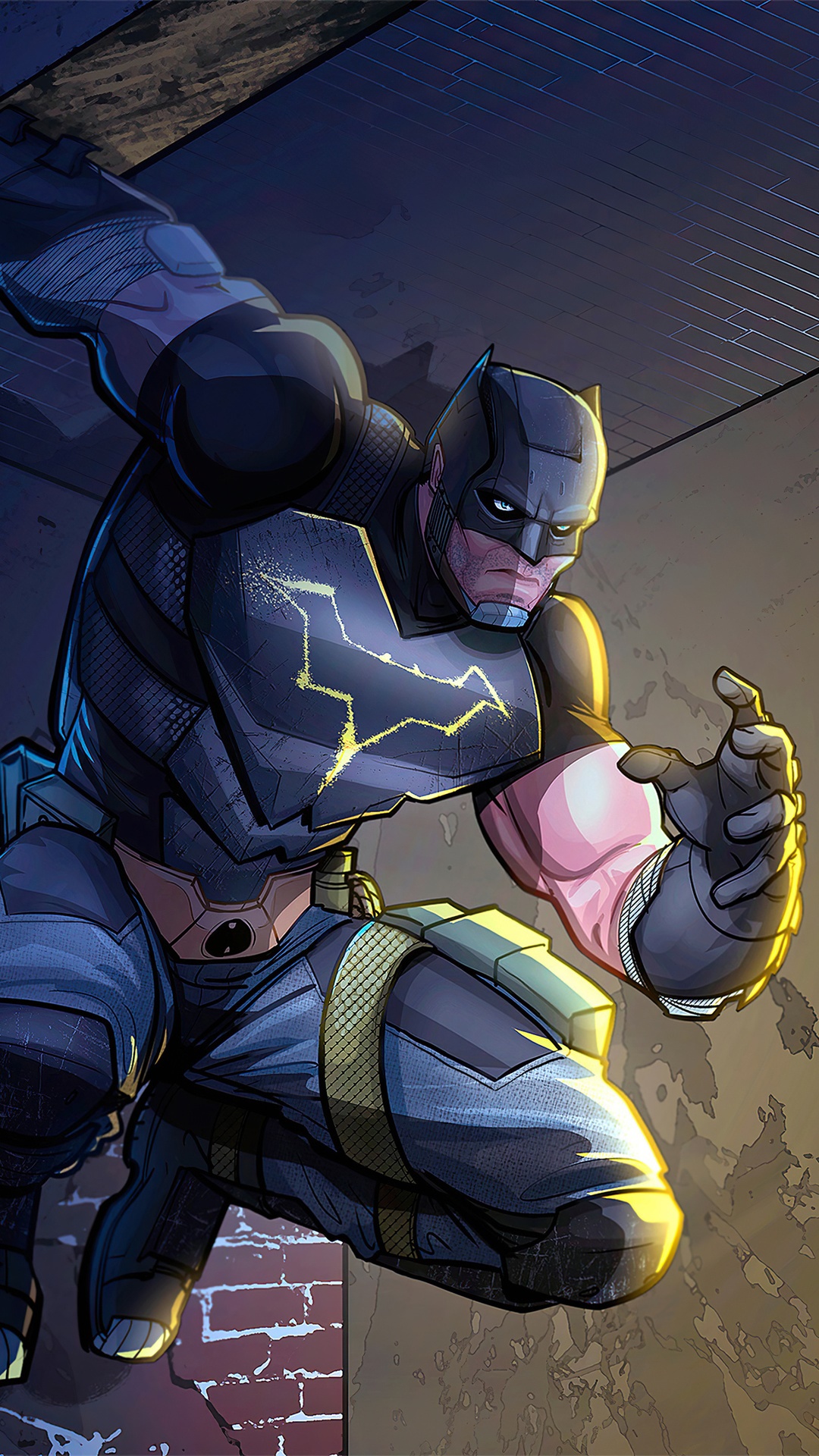 Batman in a dark alleyway, digital art HD Phone Wallpaper