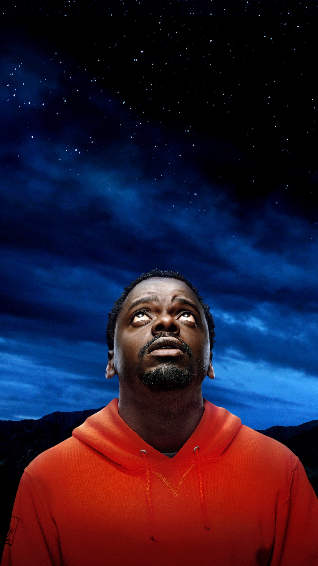 Man in Orange Hoodie Looking at Stars HD Phone Wallpaper