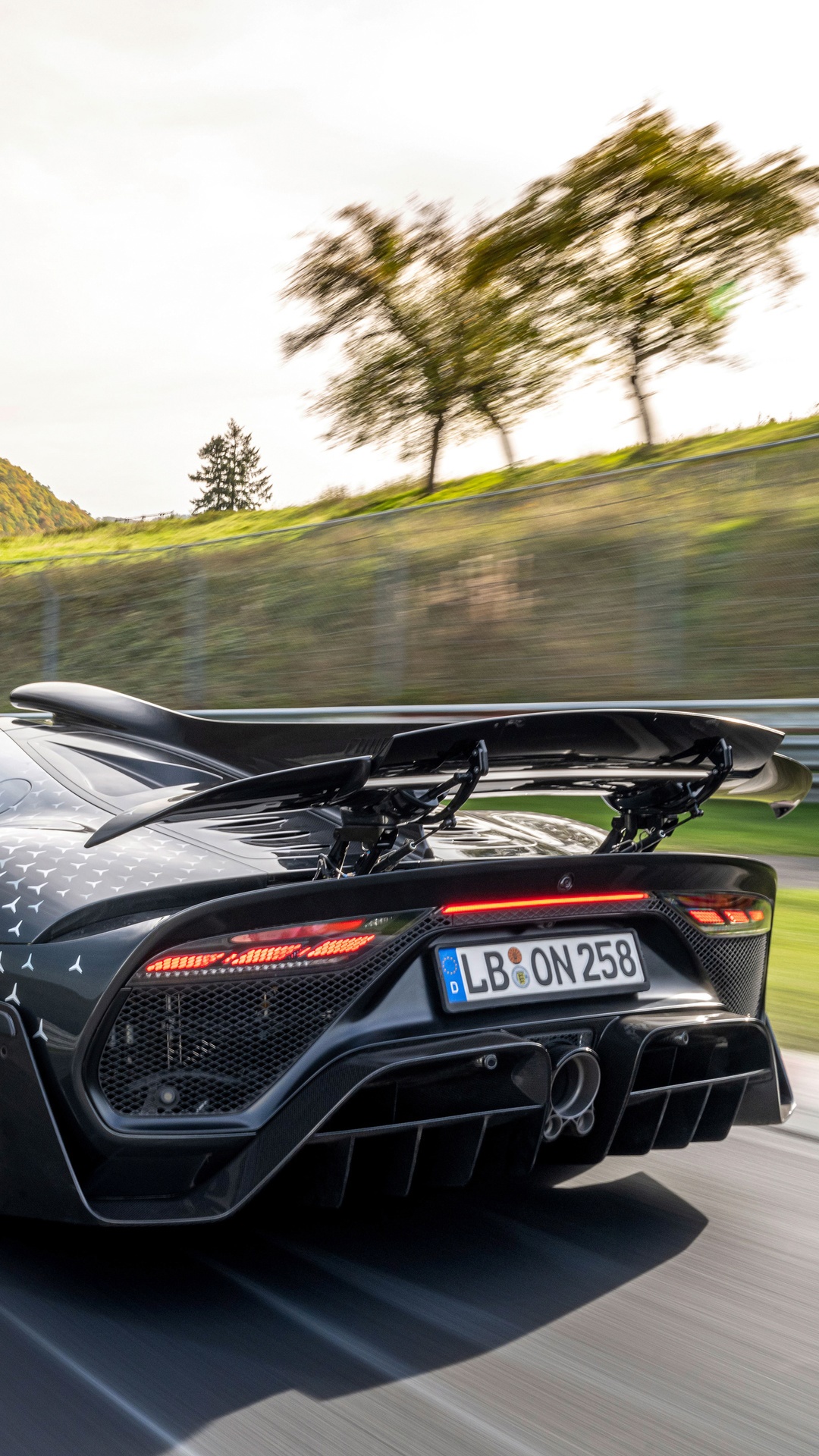Mercedes-AMG ONE rear view on track HD Phone Wallpaper