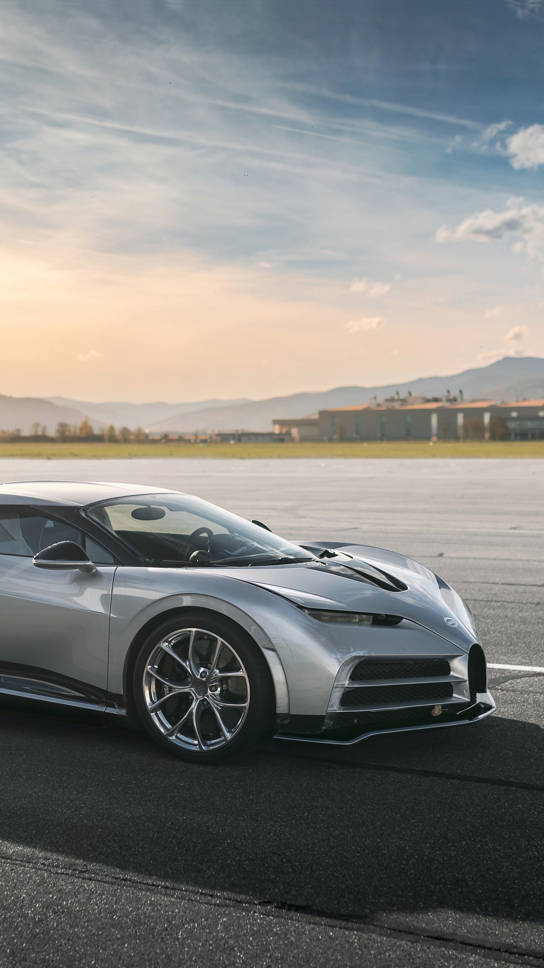 Bugatti Centodieci on a runway HD Phone Wallpaper