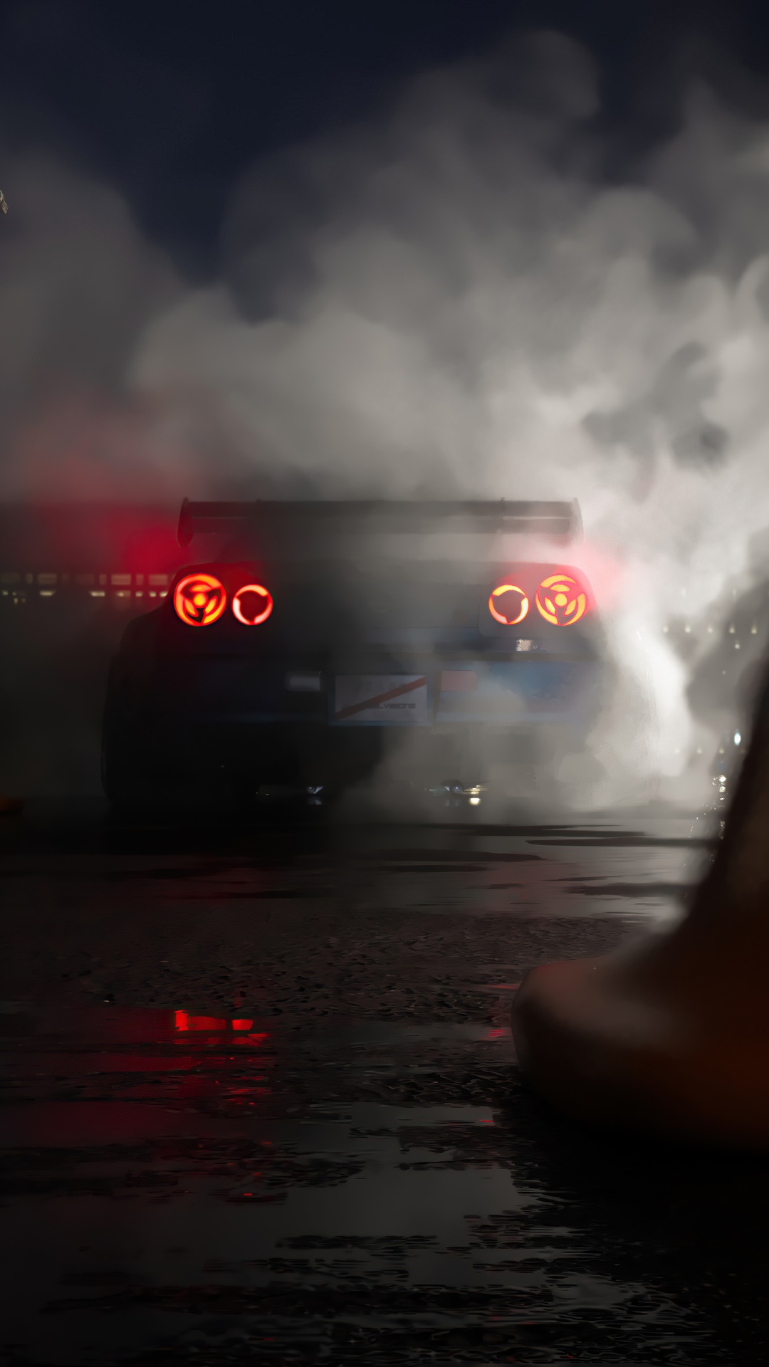 Nissan drifting in smoke 4K HD Phone Wallpaper