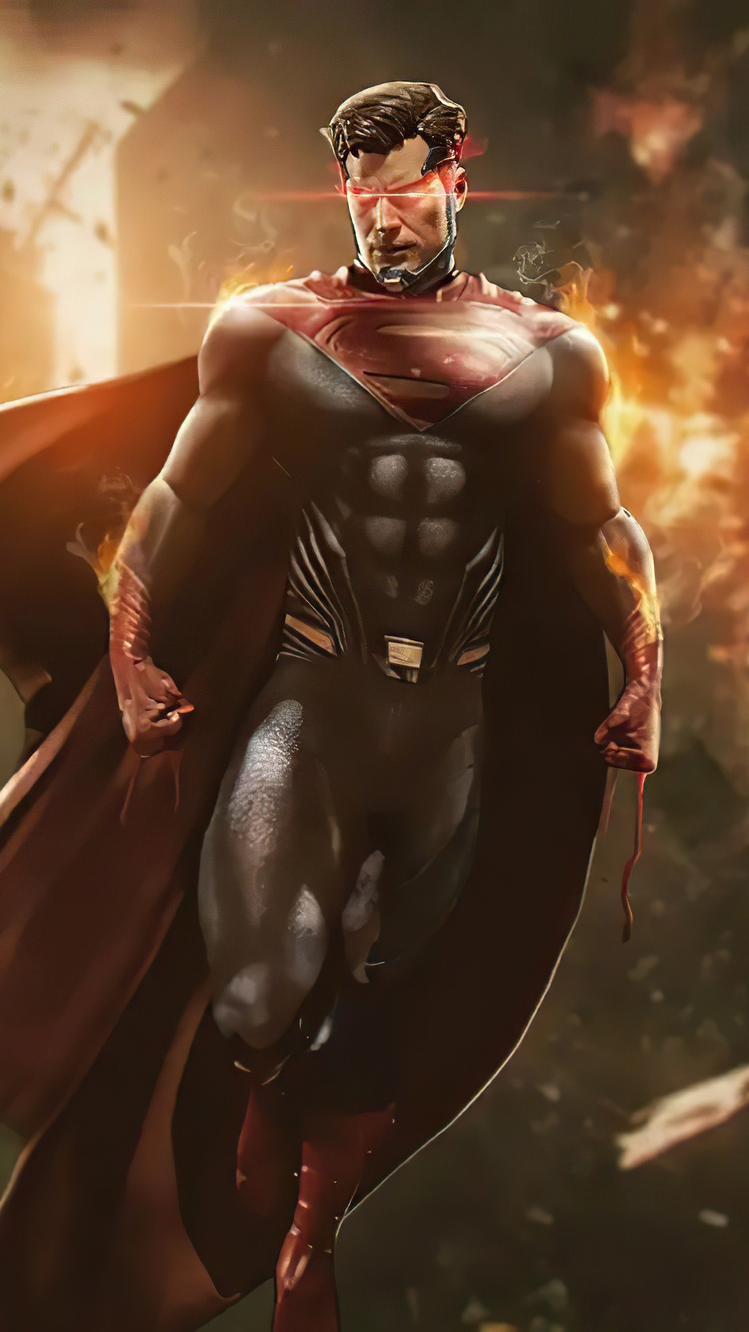 Superman with heat vision and cape HD Phone Wallpaper
