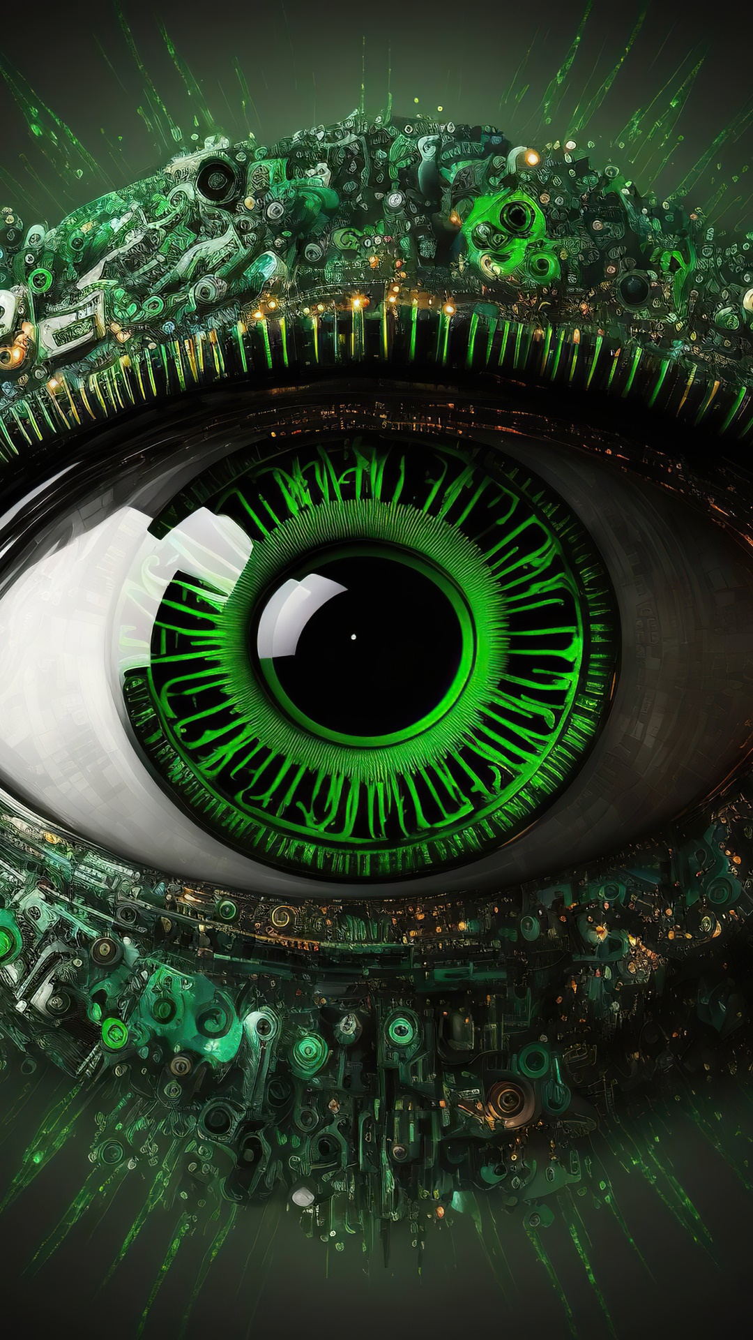 Sci-fi digital art of a mechanical eye HD Phone Wallpaper